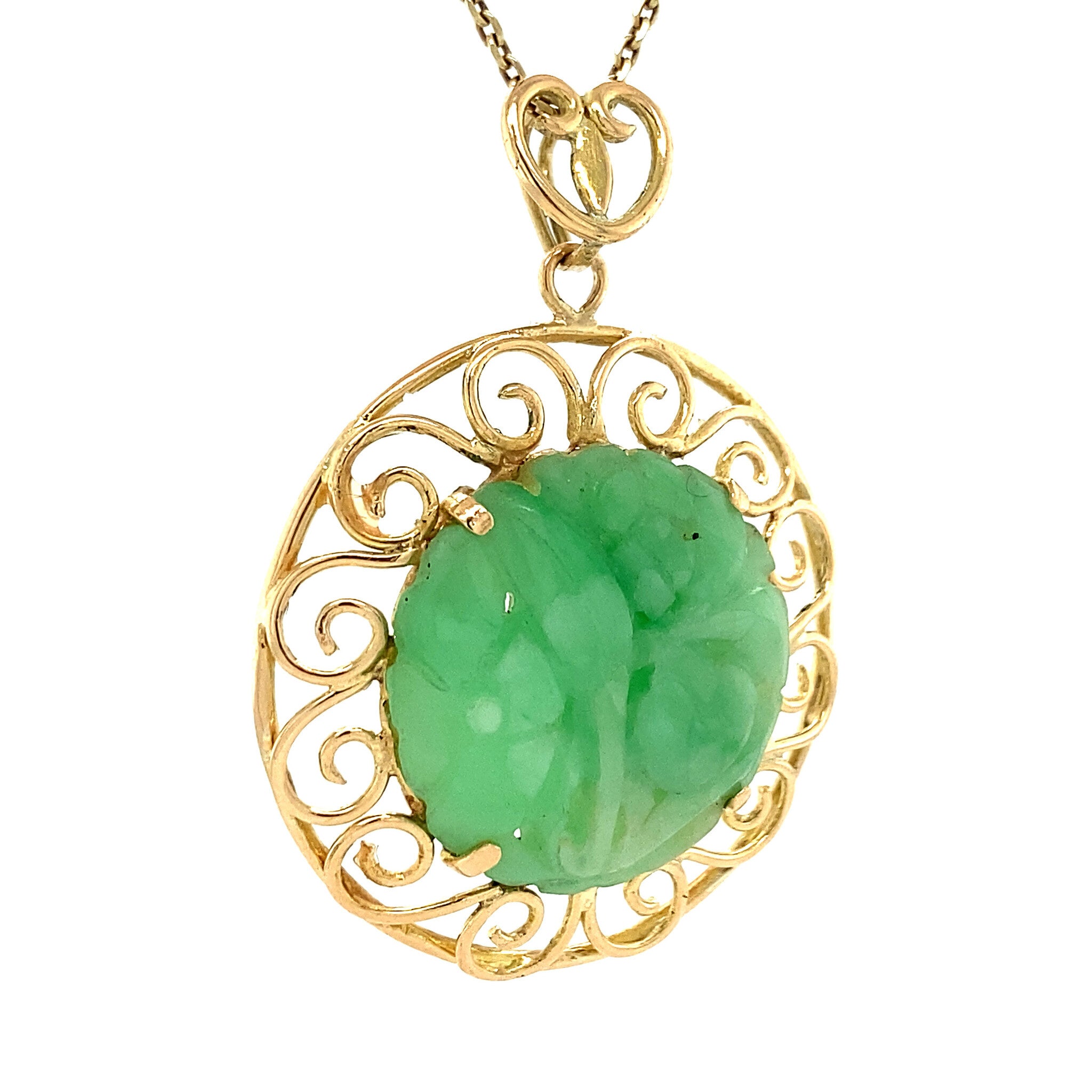 Gouden hanger met jade 14 krt