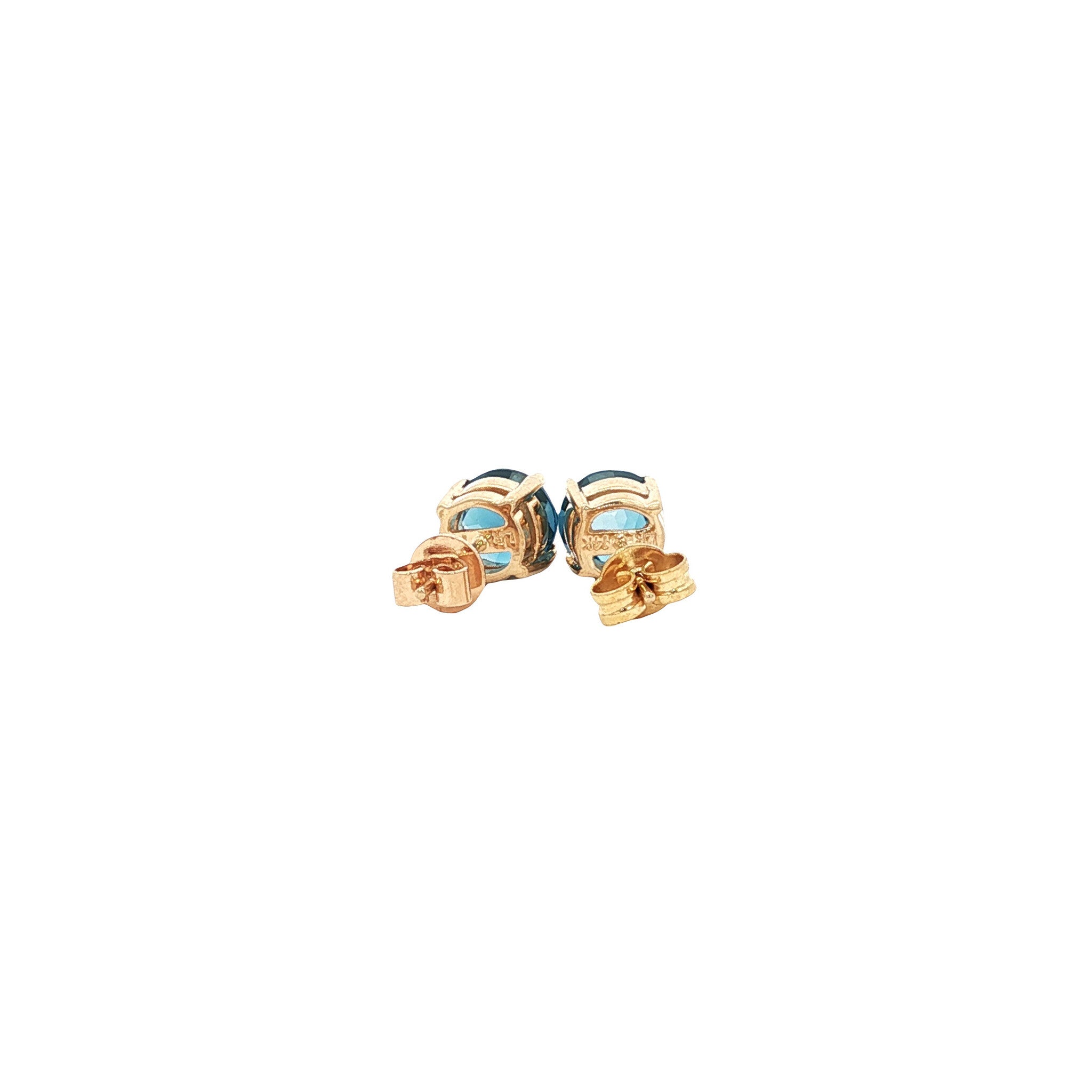 Gold vintage stud earrings with topaz 14 kt
