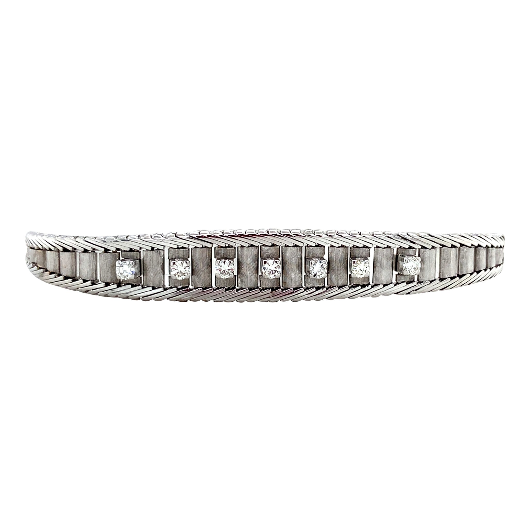 Witgouden vintage armband met diamant 14 krt