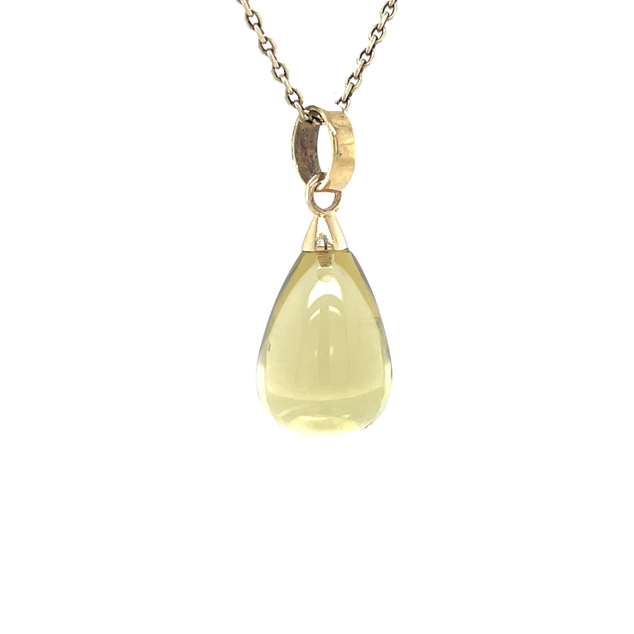 Gold vintage pendant with prasiolite 14 krt