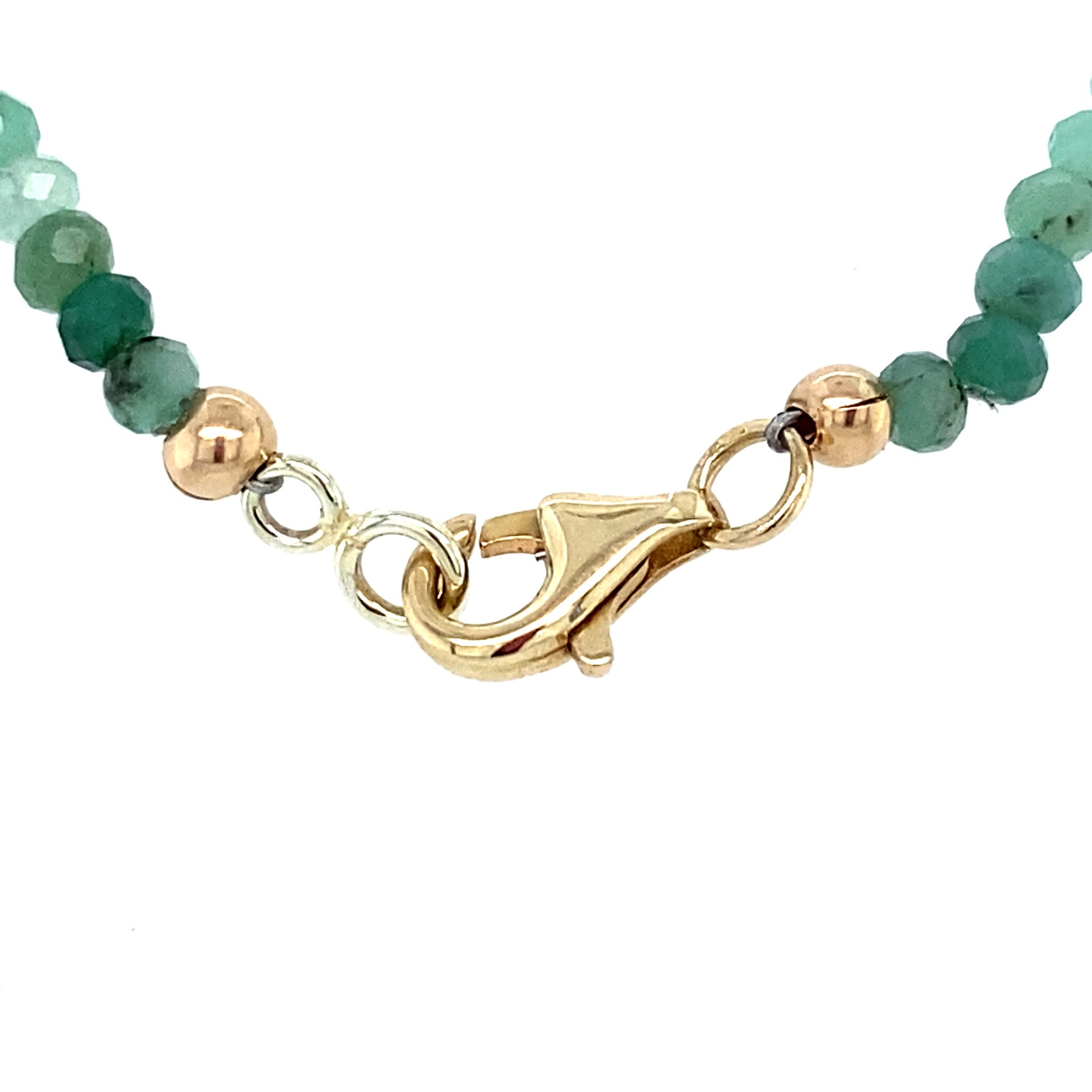 Smaragd collier met parel en gouden sluiting 14 krt