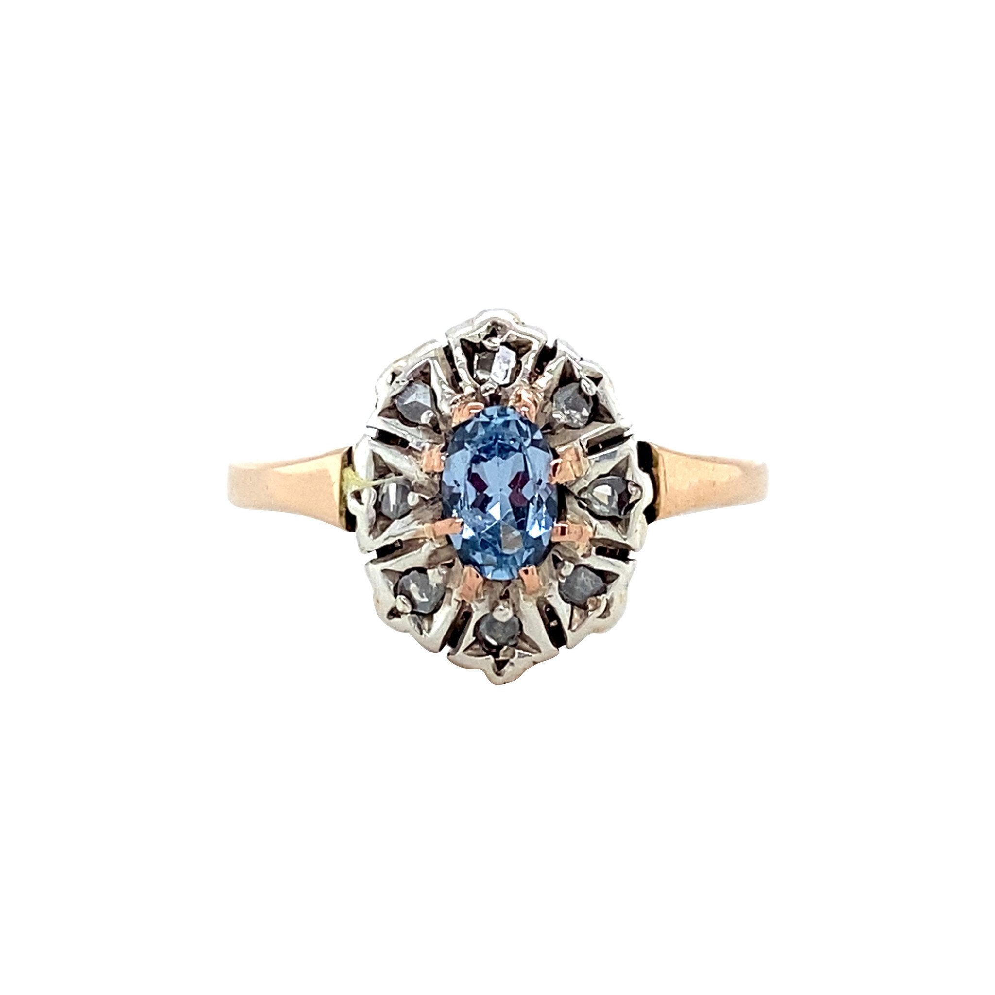 Roségouden vintage entourage ring met spinel en roosdiamant 14 krt/925