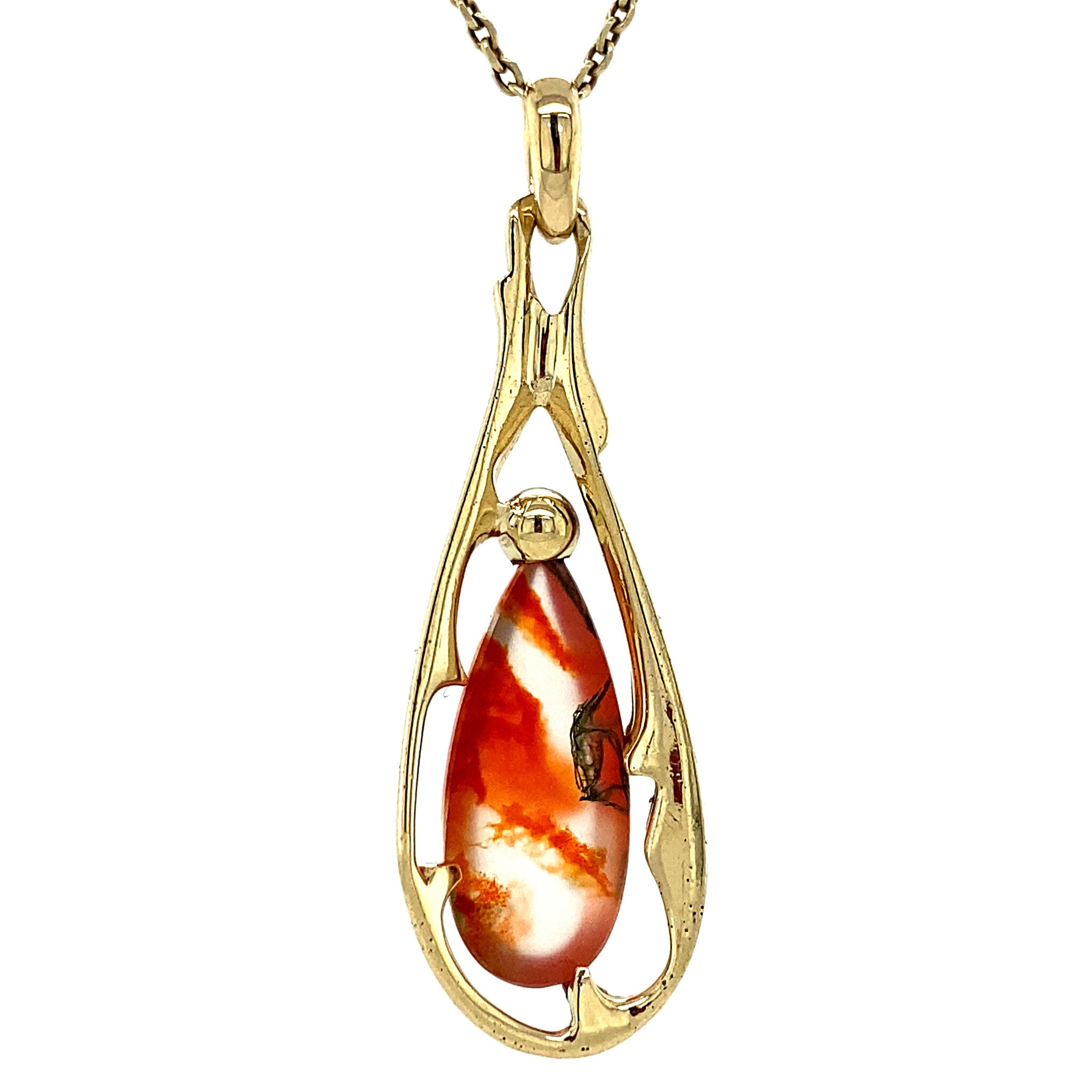 Gouden hanger met mosagaat 14 krt