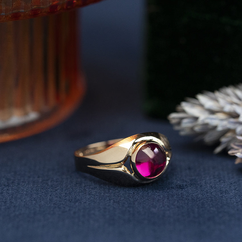 Roségouden vintage ring met kleursteen 18 kt