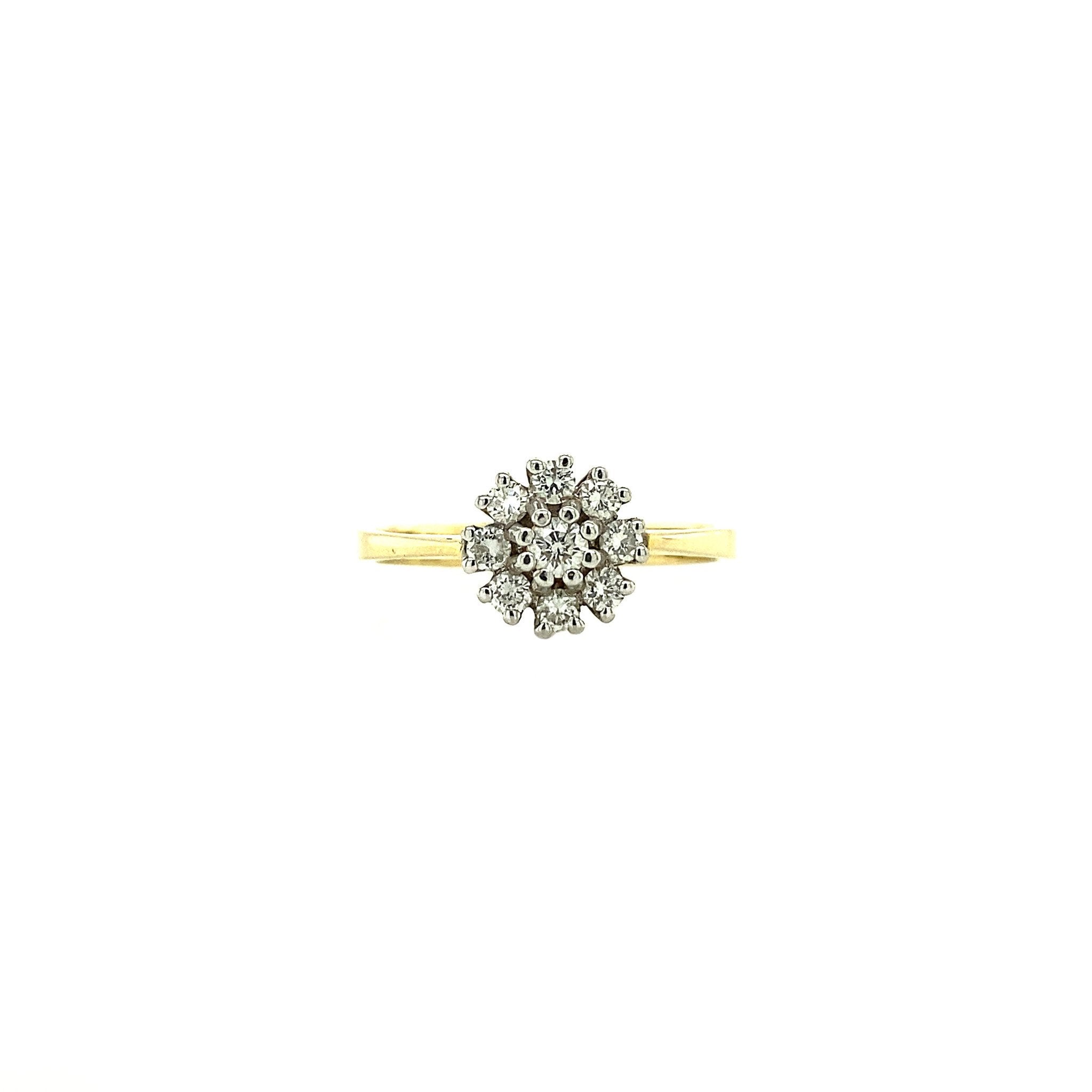 14 kt gold entourage ring with diamond