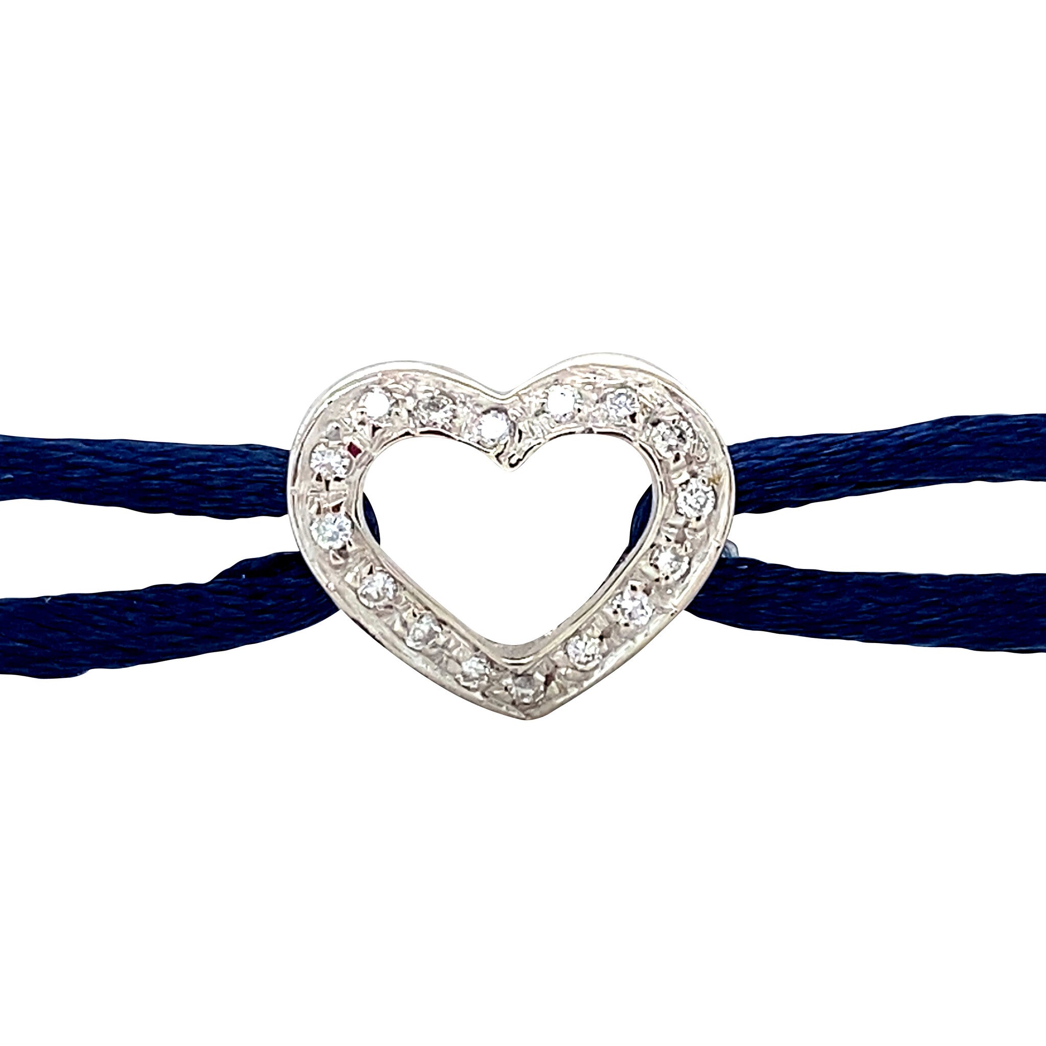 Satijnen armband met vintage witgouden schakel met diamant 18 krt