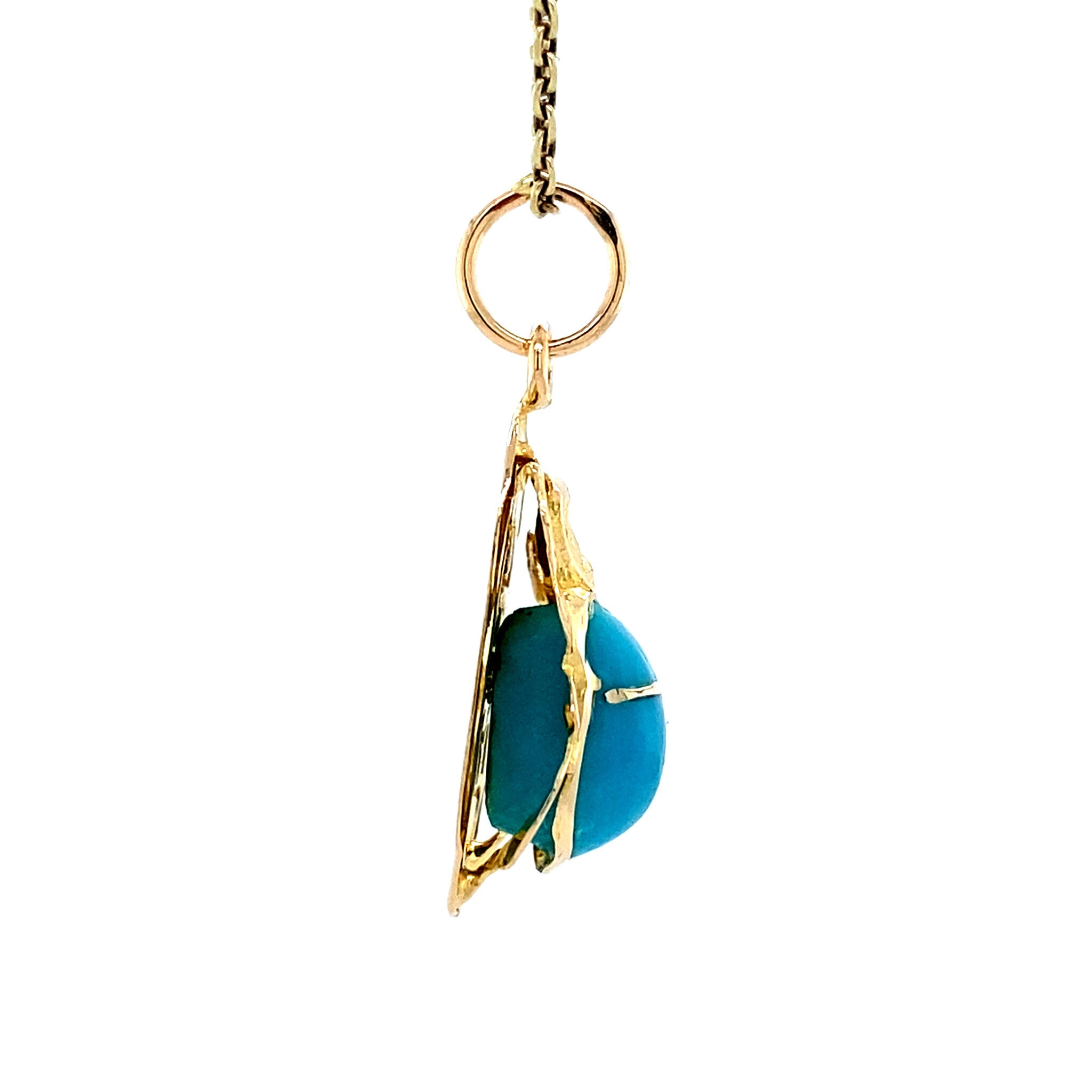 Gouden scarabee hanger met blauwe kleursteen 18 krt