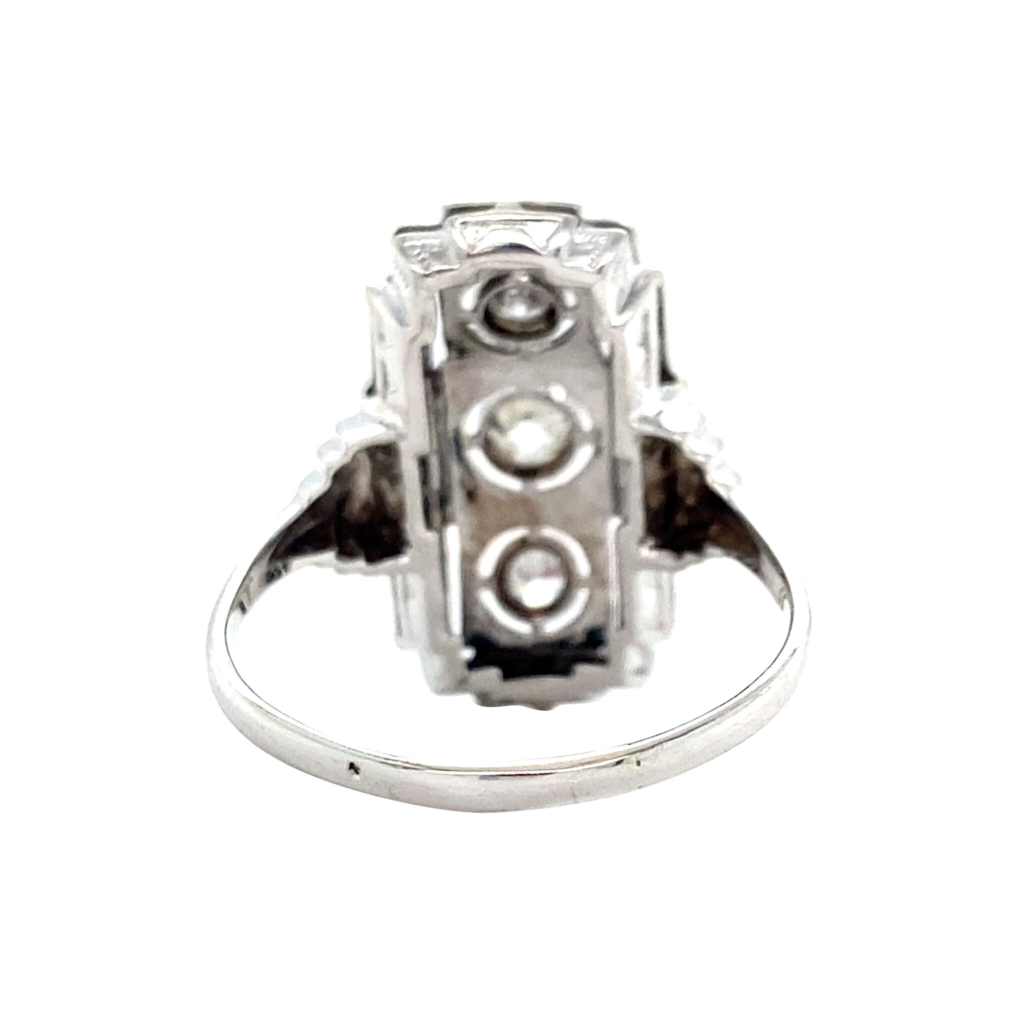 Witgouden vintage prinsessen ring met diamant 14 krt/950