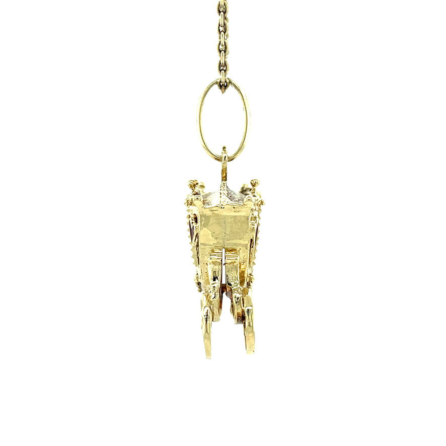 Golden vintage coach pendant with enamel 14 kt