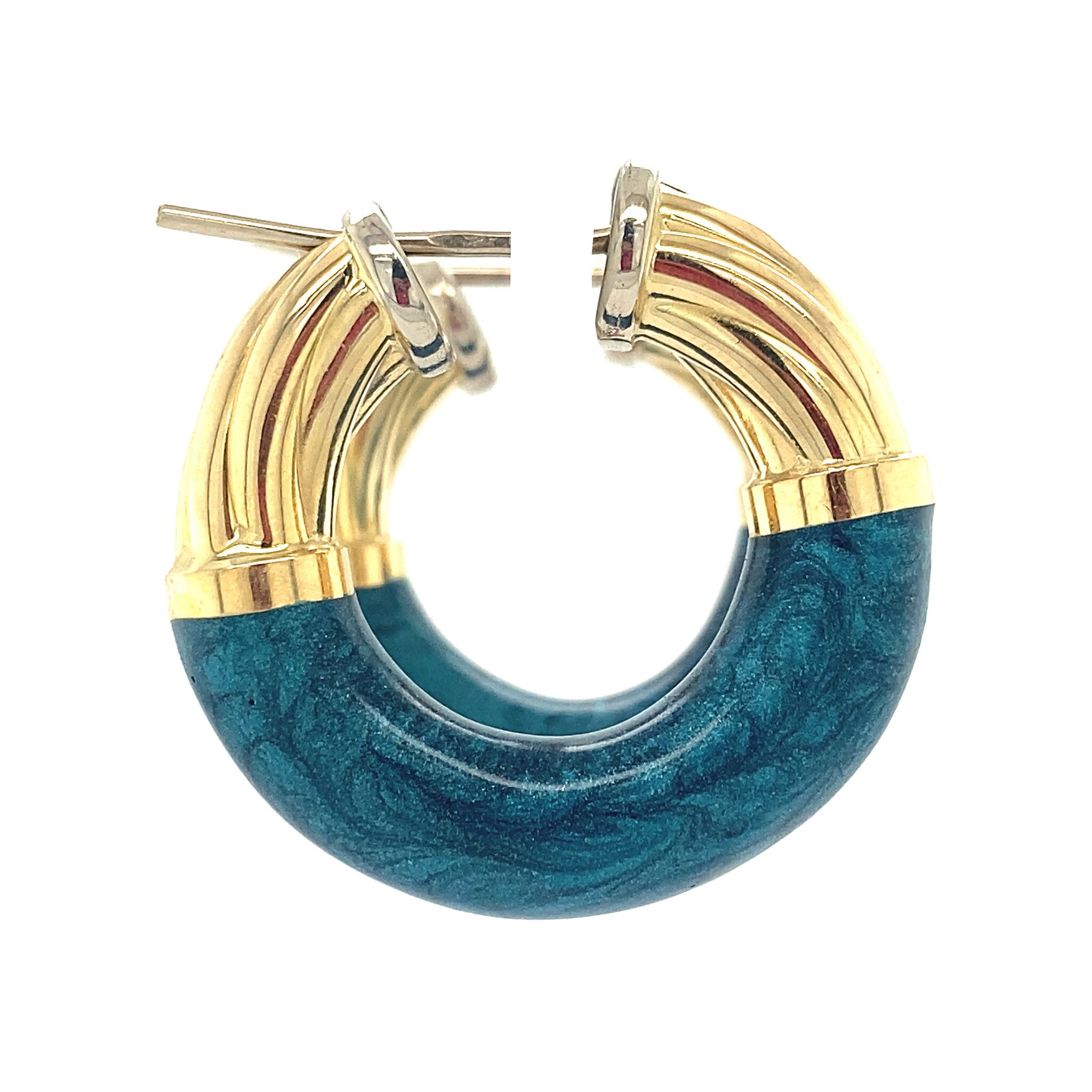 Gouden oorringen met emaille 18 krt