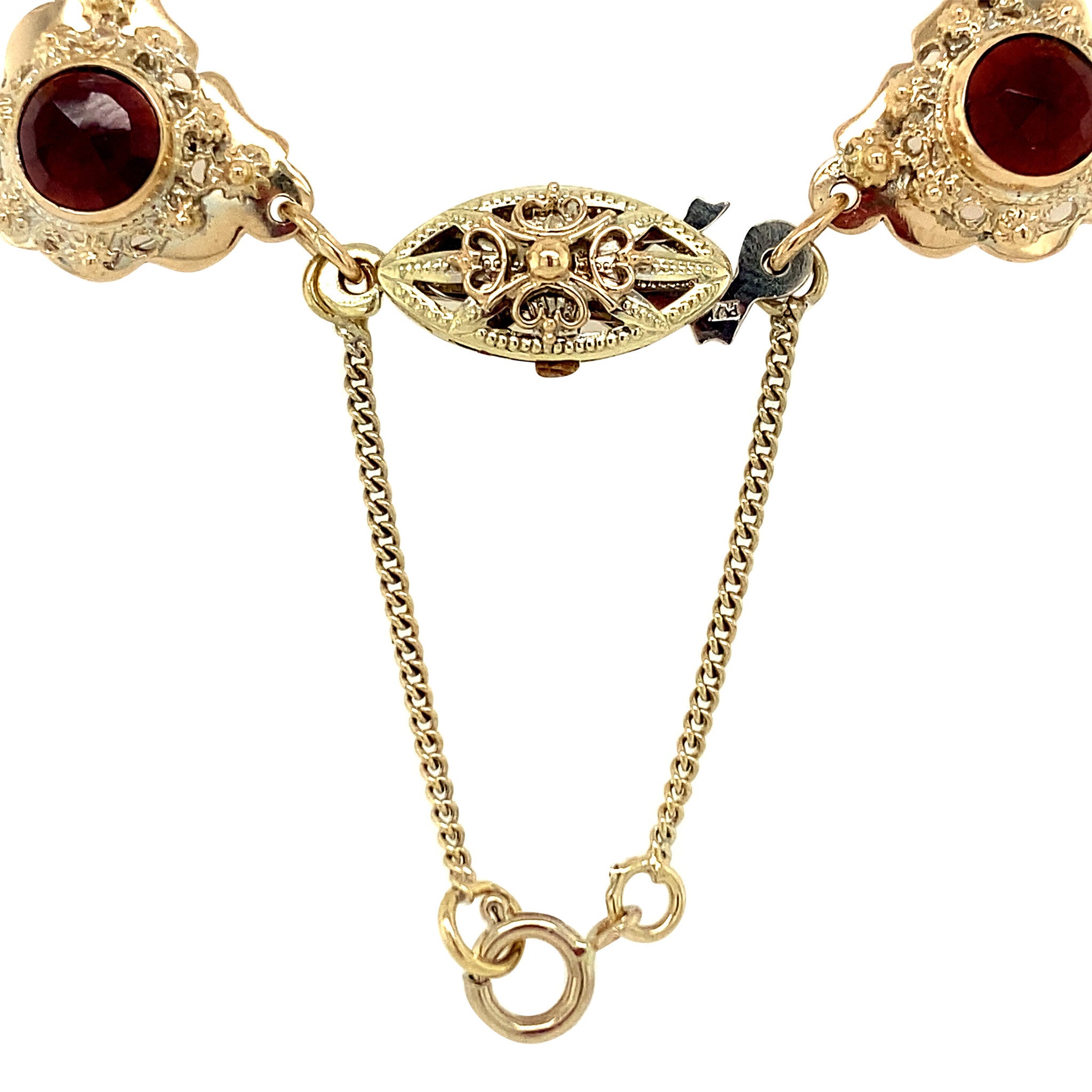 Gouden collier met granaat 14 krt