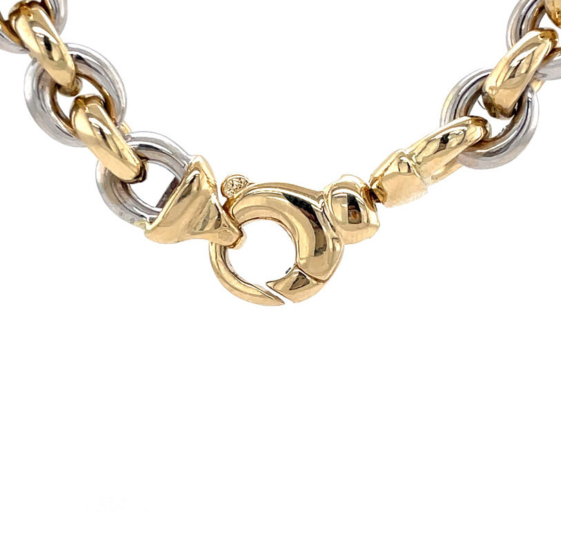 Bicolour gold vintage jasseron necklace 14 kt