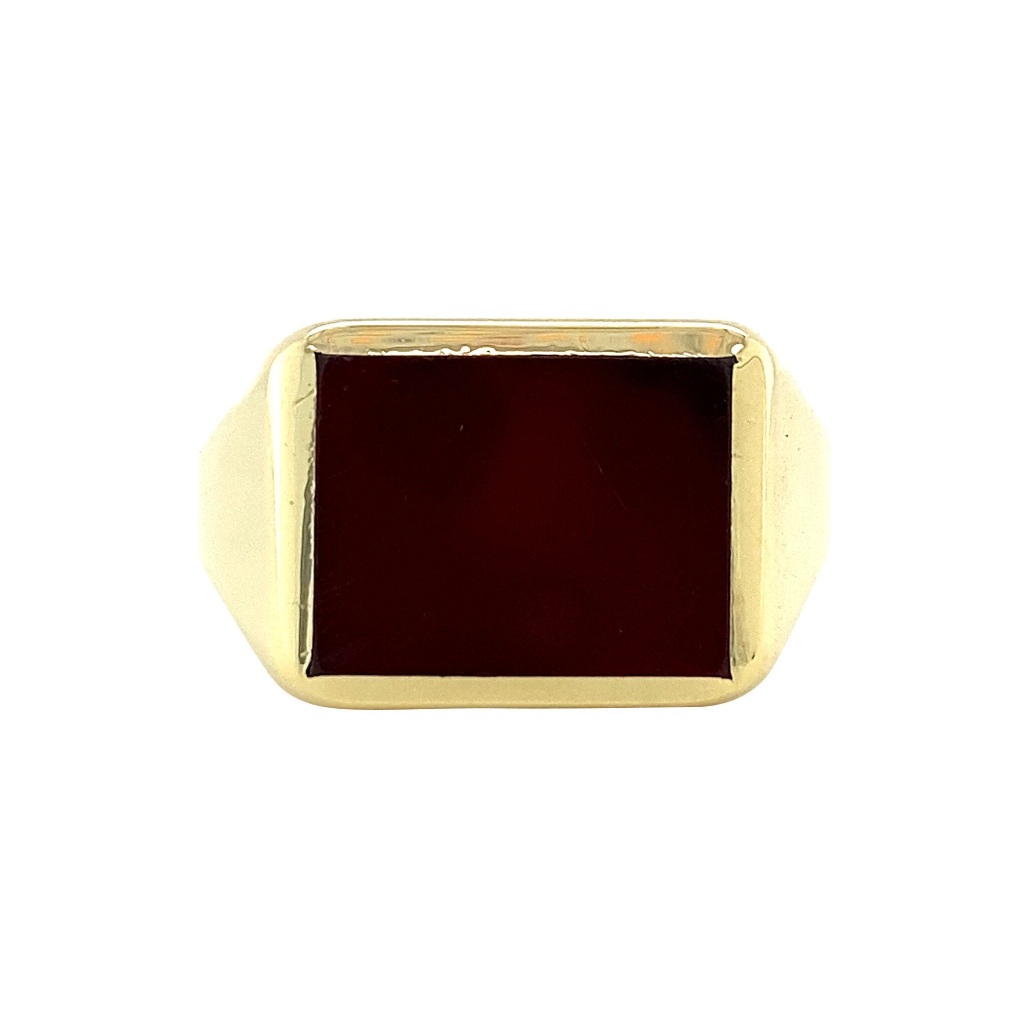 Gouden zegelring met carneool 14 krt