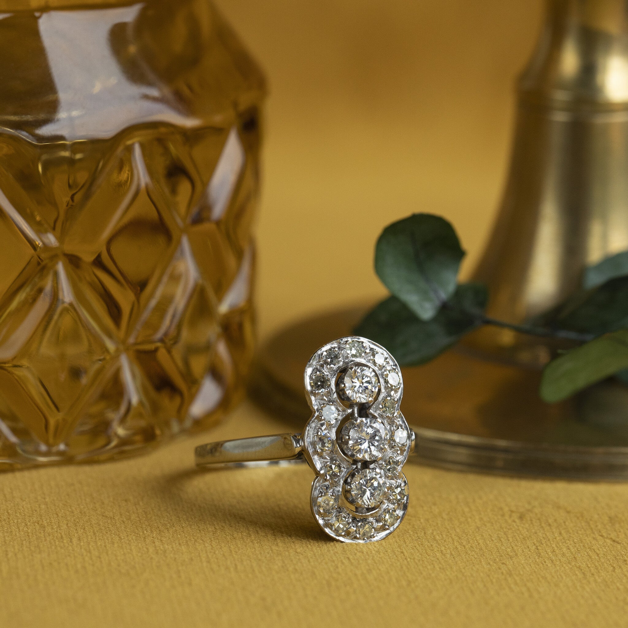 Witgouden prinsessen ring met diamant 14 krt