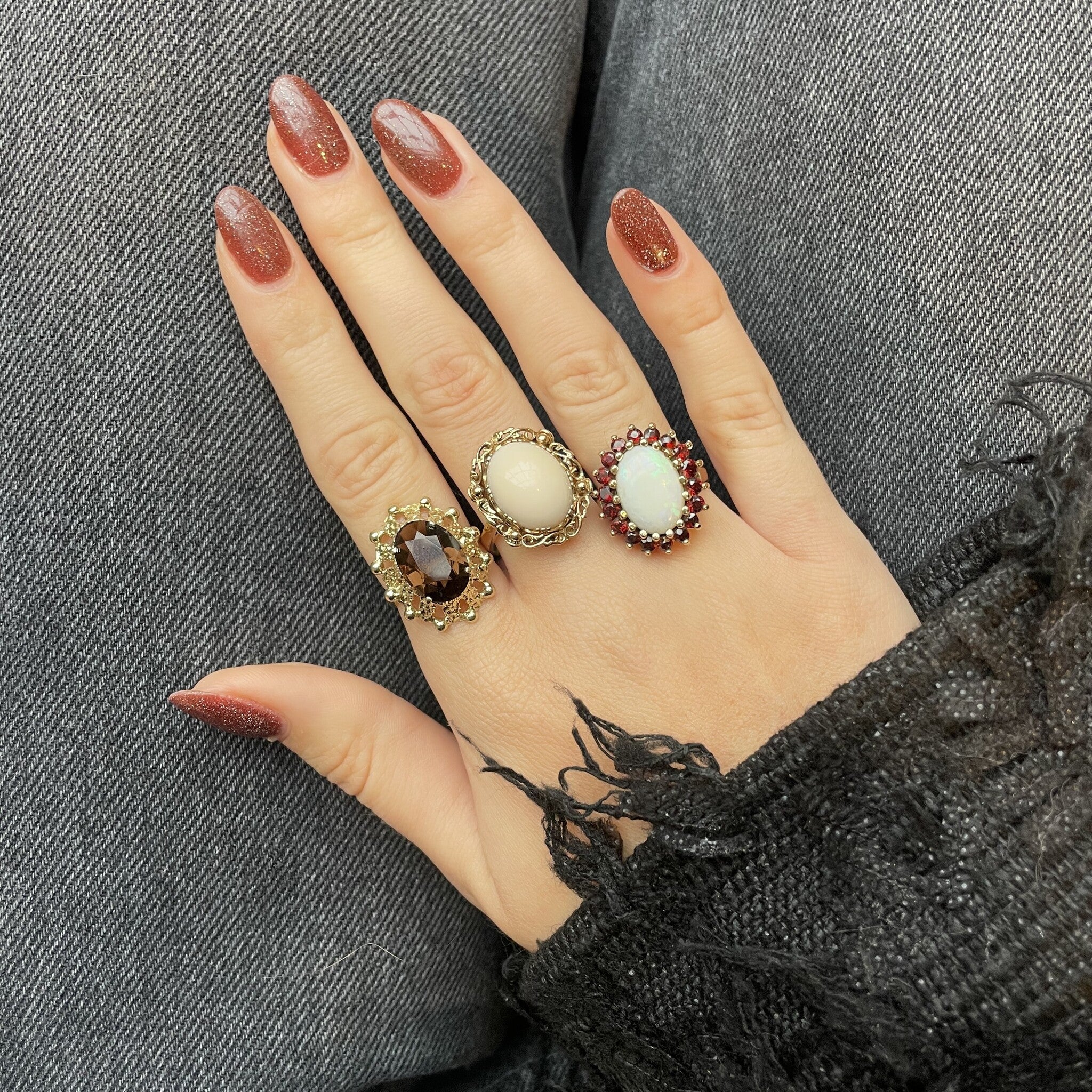 Gouden ring met rookkwarts 14 krt