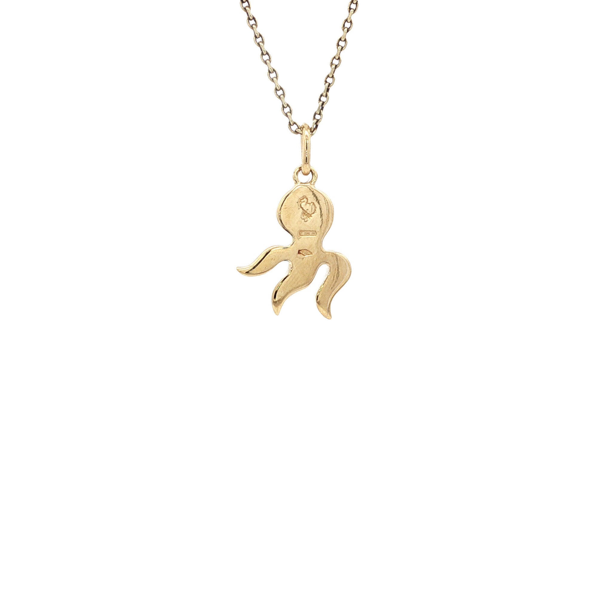 Gouden Ciondolo Polpo hanger met saffier 18 kt