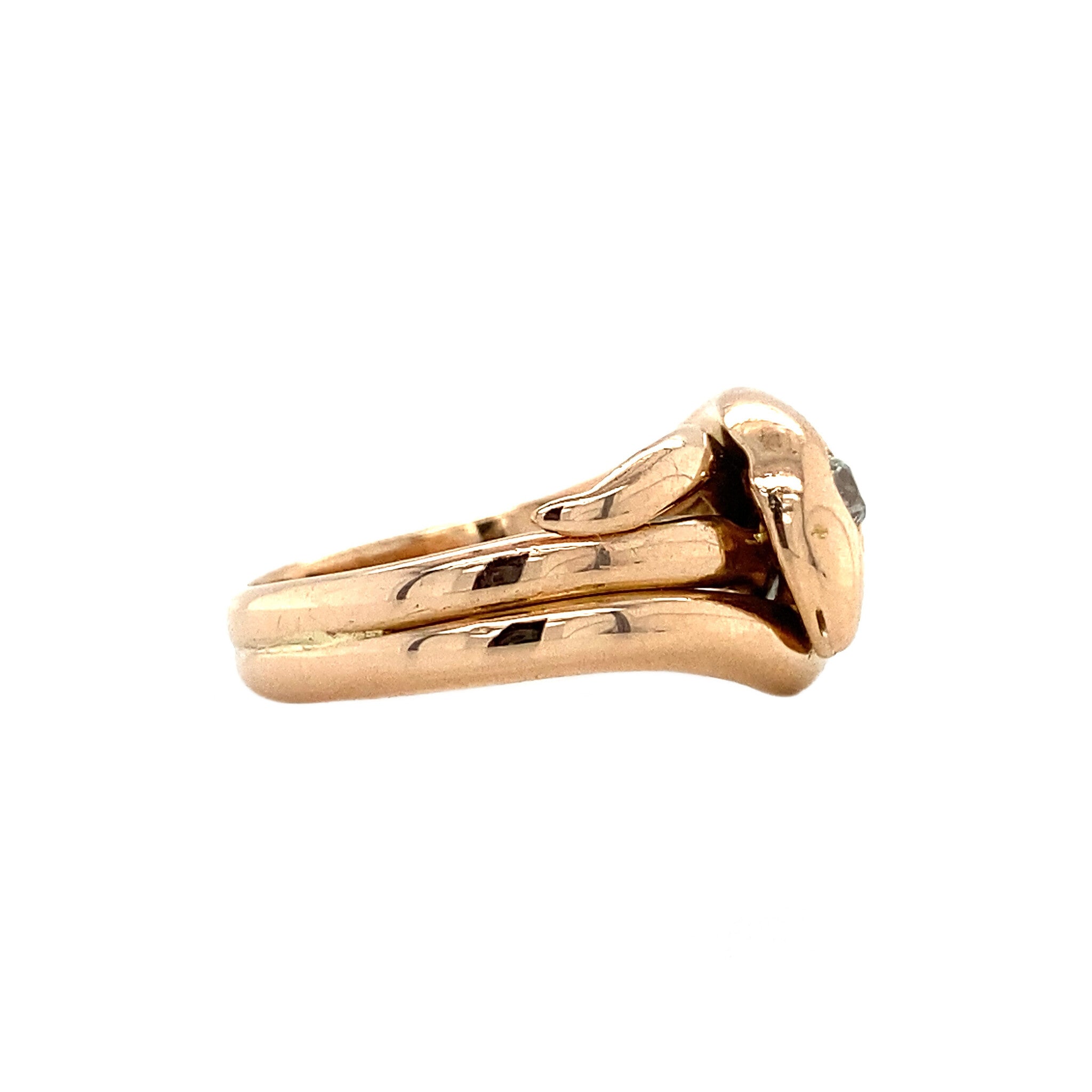 Roségouden slangenring met diamant 14 krt