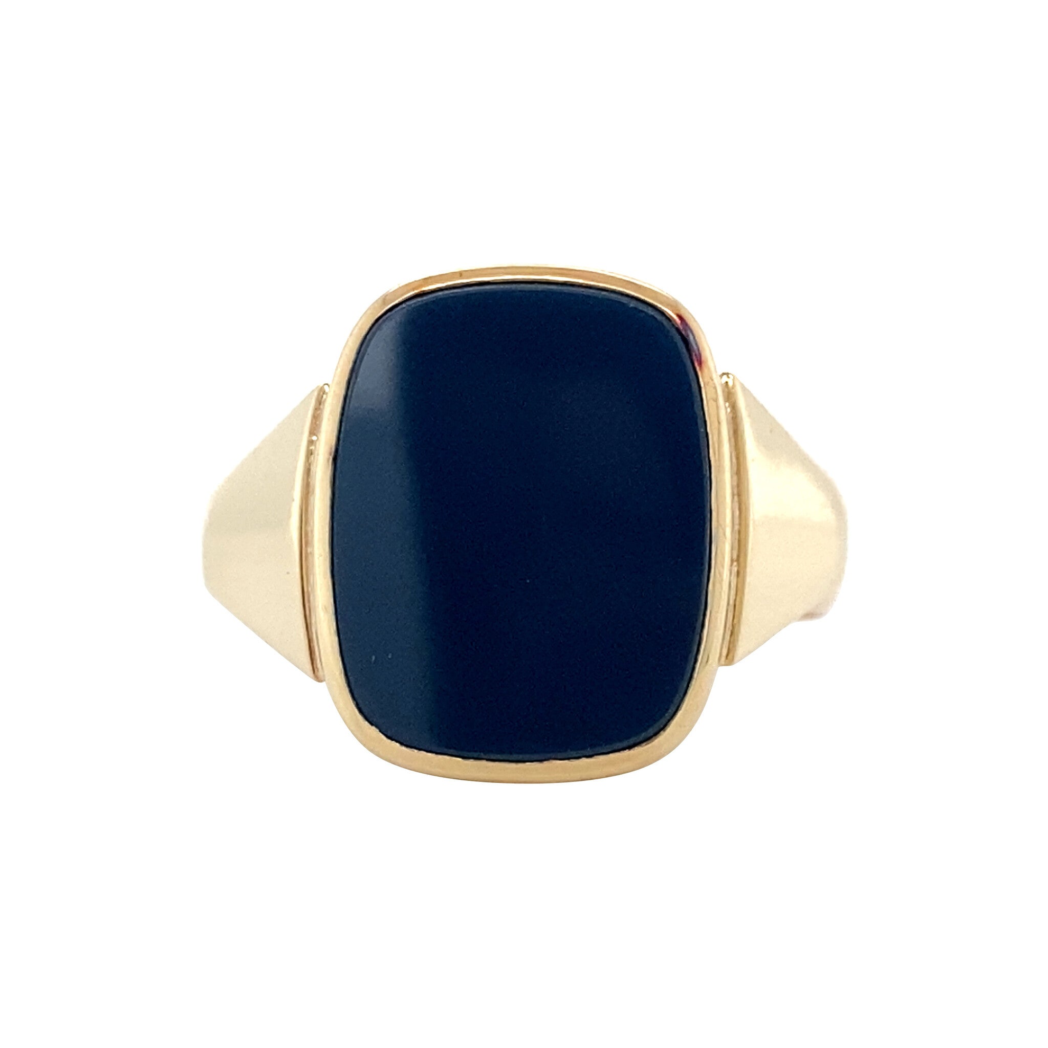 Vintage gold ring with blue low-set stone, 14 kt