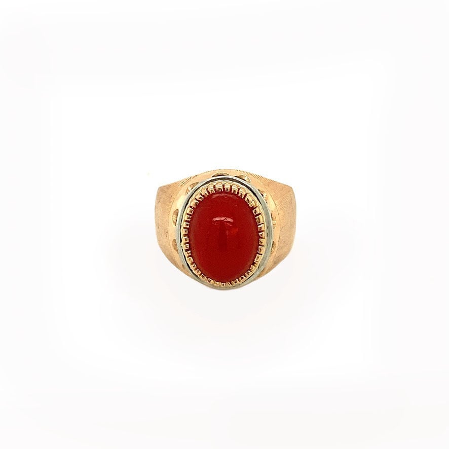 Rose-gold ring with blood coral, 18 kt