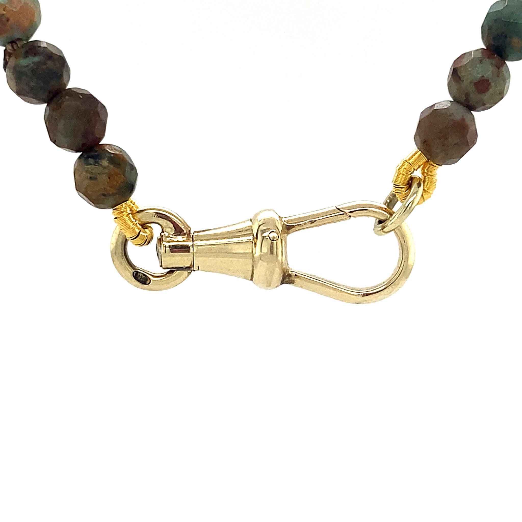 Turquoise necklace with gold clasp, 40 cm, 14 kt
