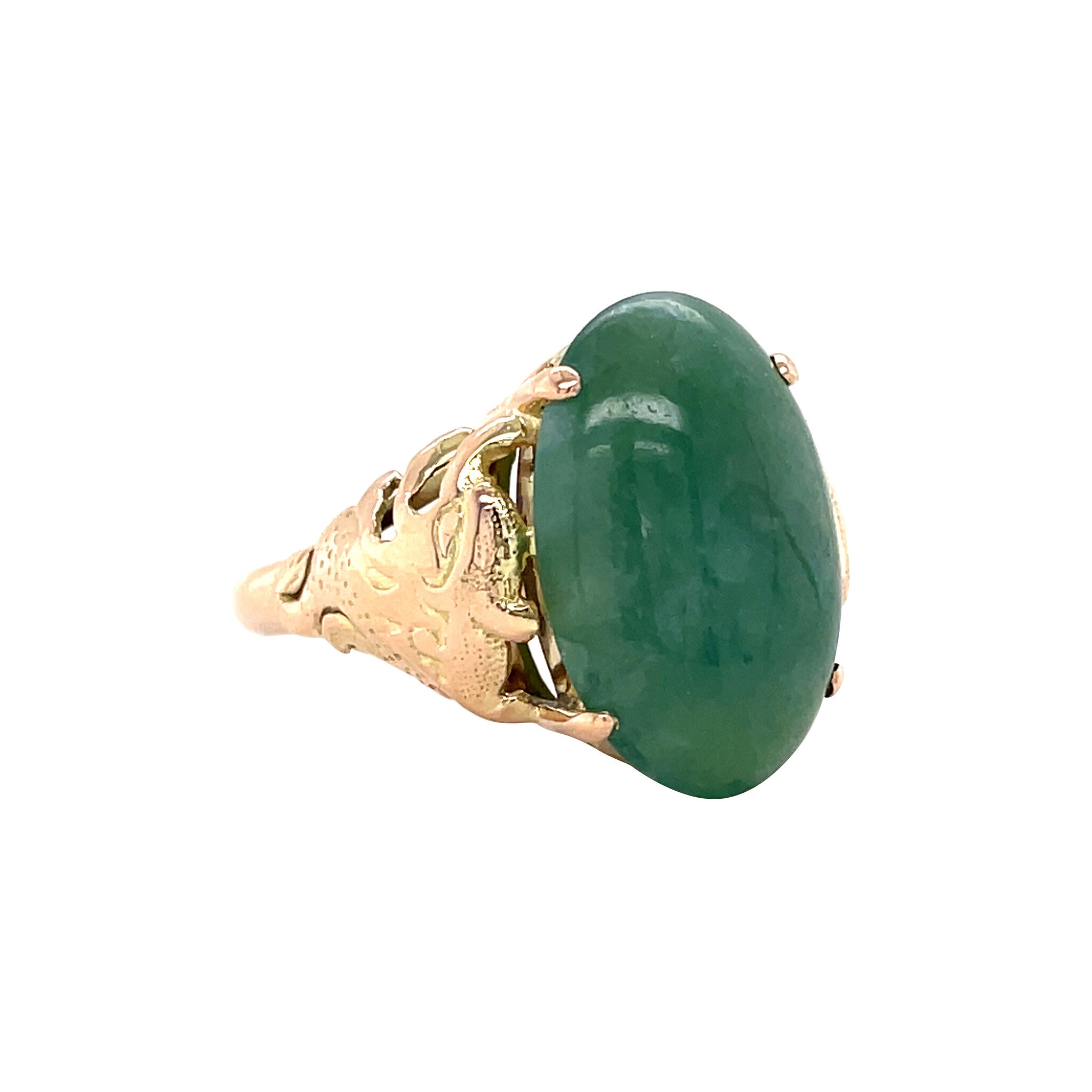 Gold vintage ring with jade 14 kt