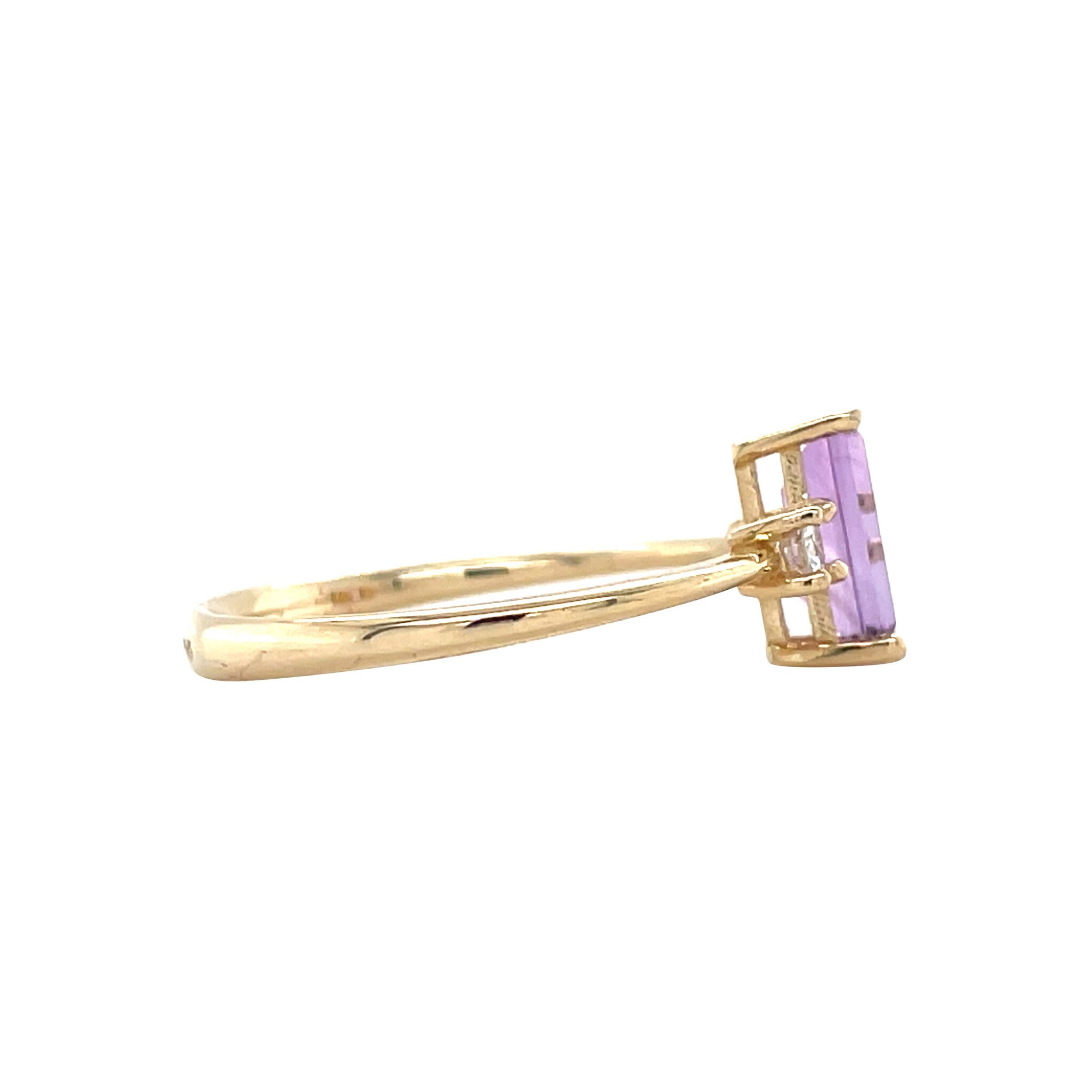 14 kt vintage gold ring with amethyst and diamond