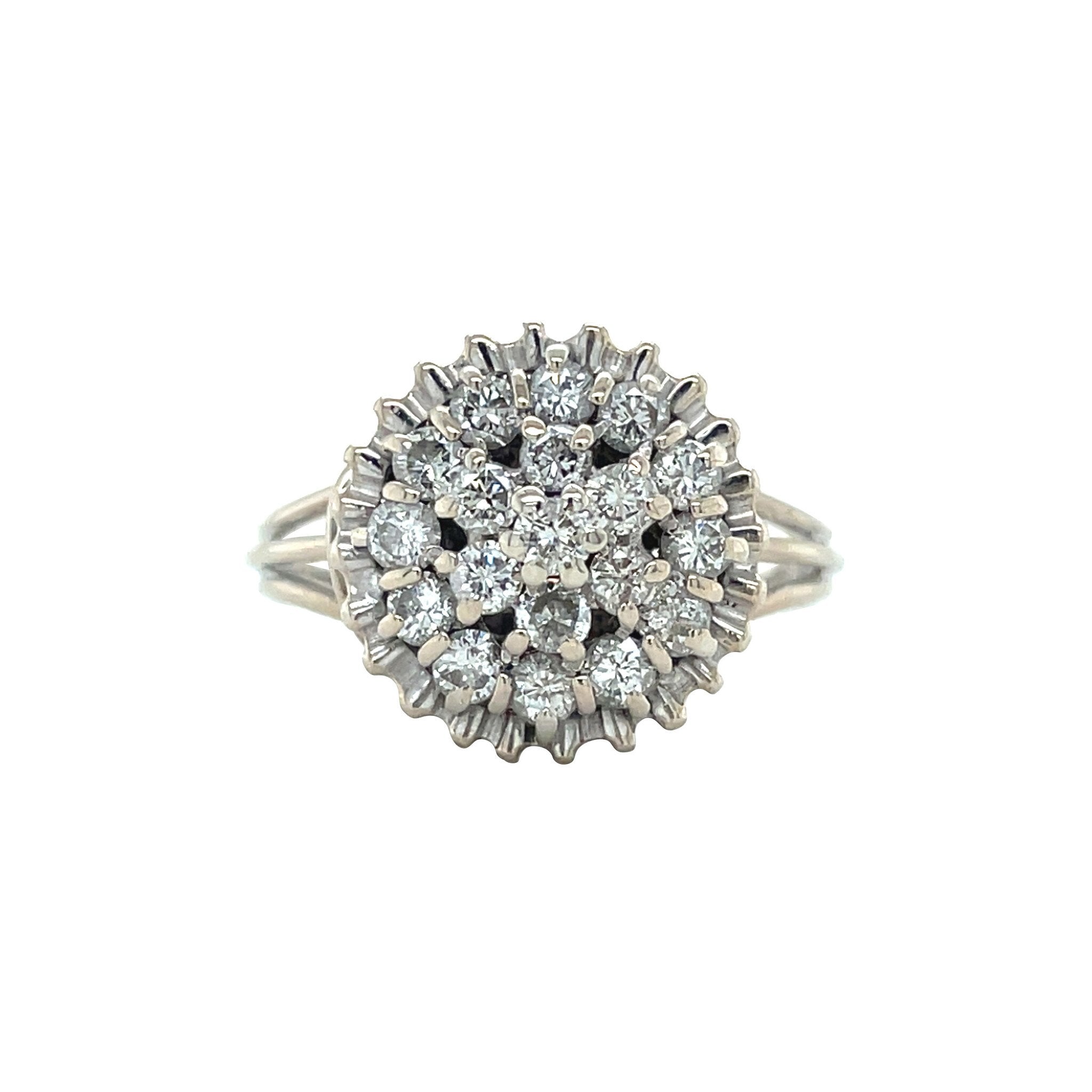 Witgouden vintage entourage ring met diamant 14 kt
