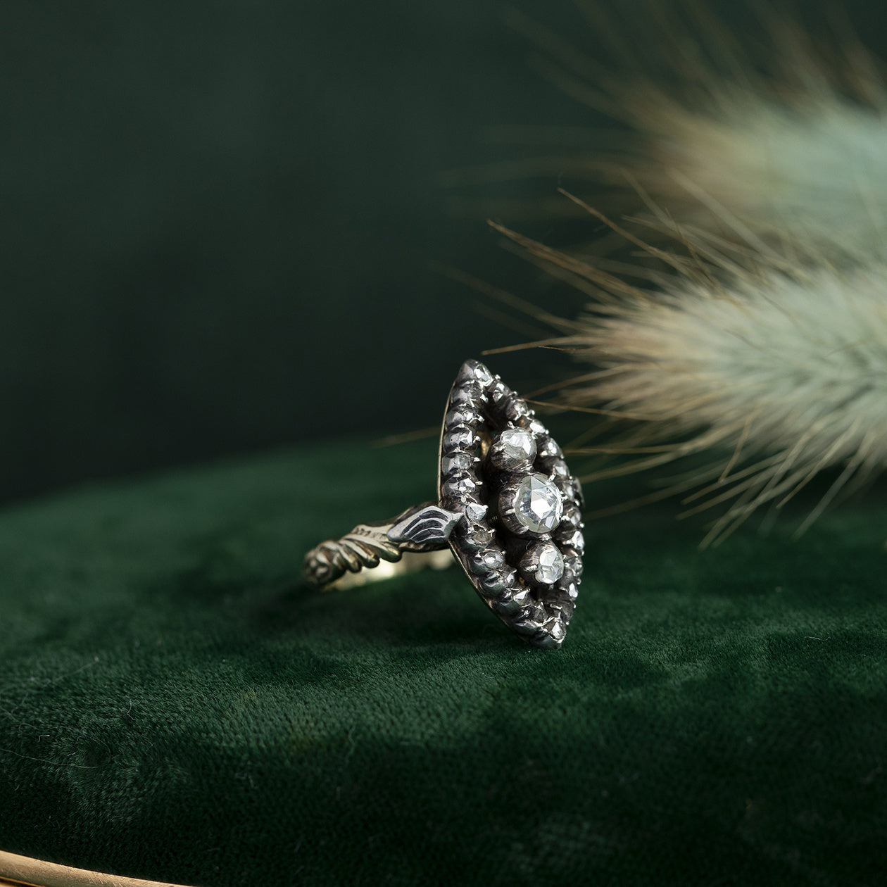 Gouden prinsessen ring met roosdiamant 14 krt/925