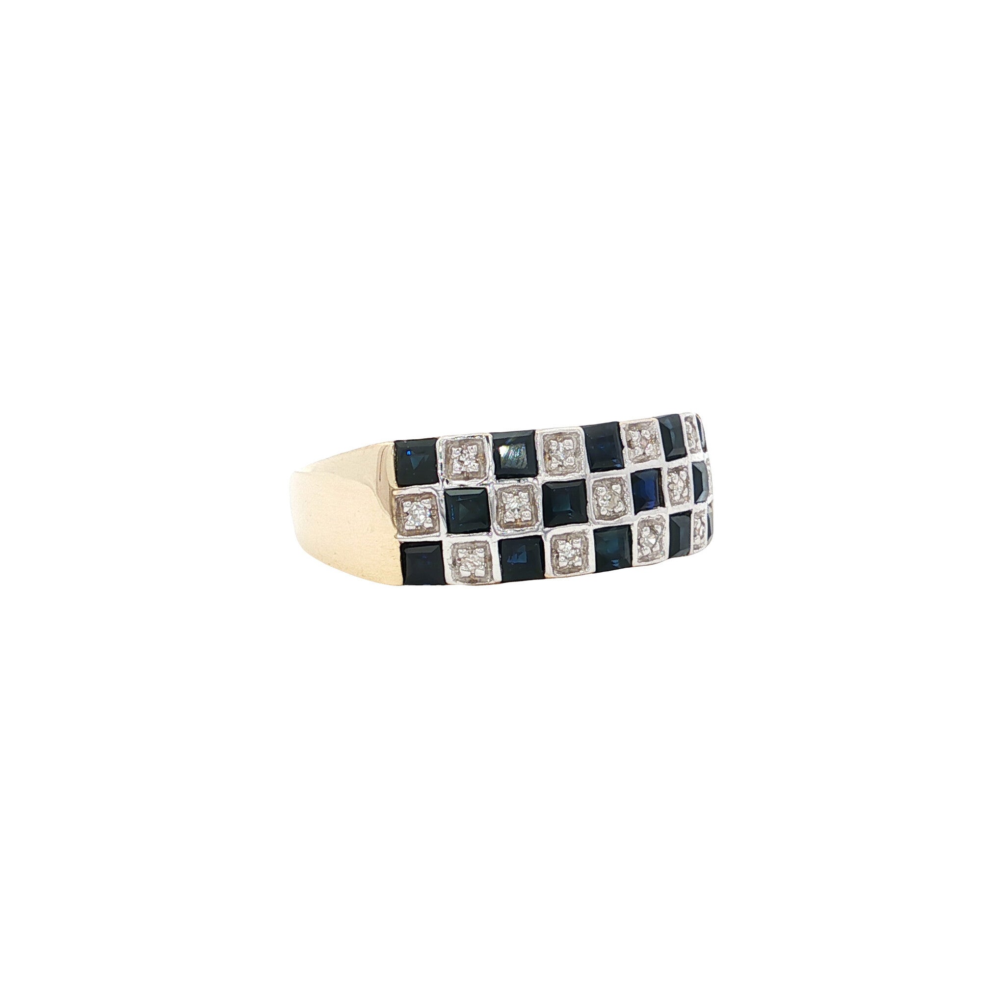 Ring met saffier en diamant 9 kt