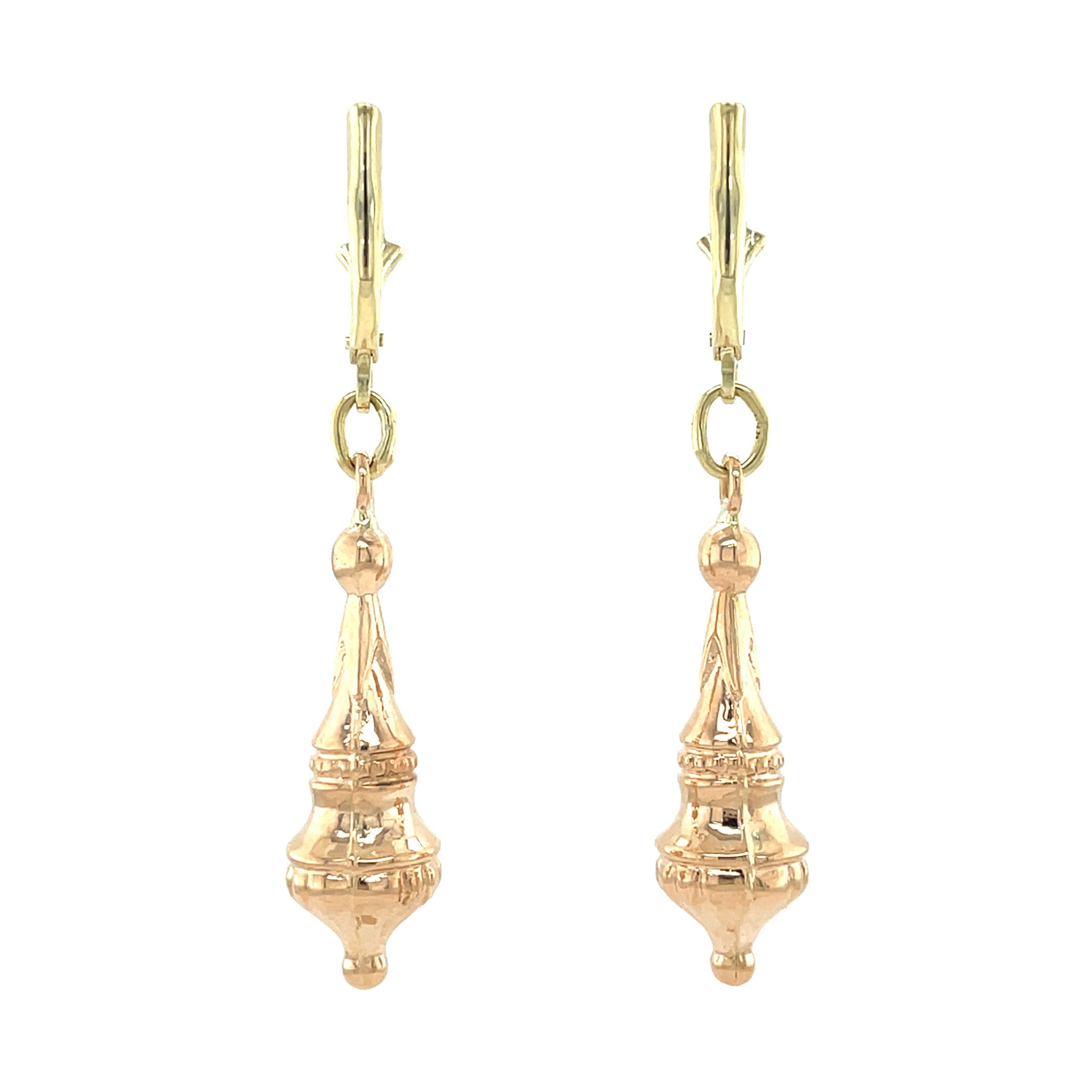 Bicolour golden vintage earrings 14 kt