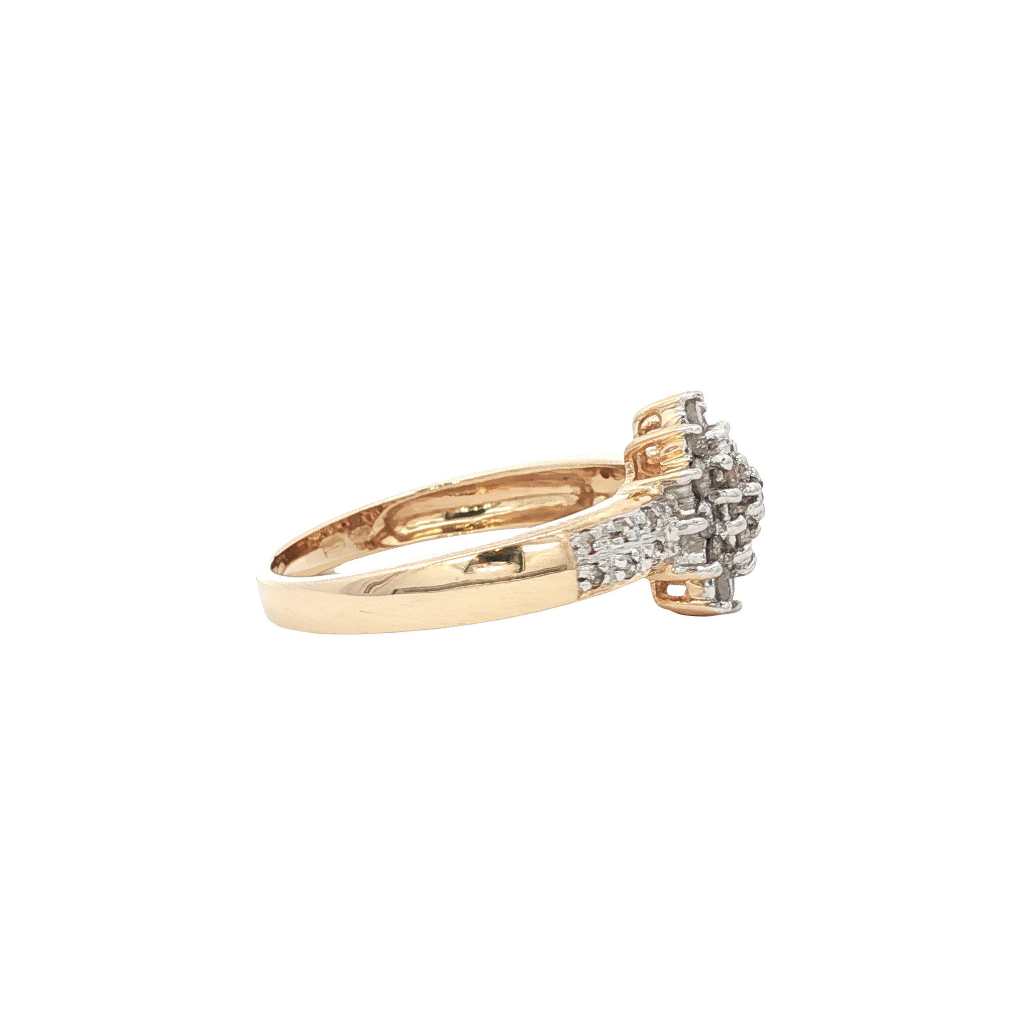 Gouden vintage entourage ring met diamant 14 kt