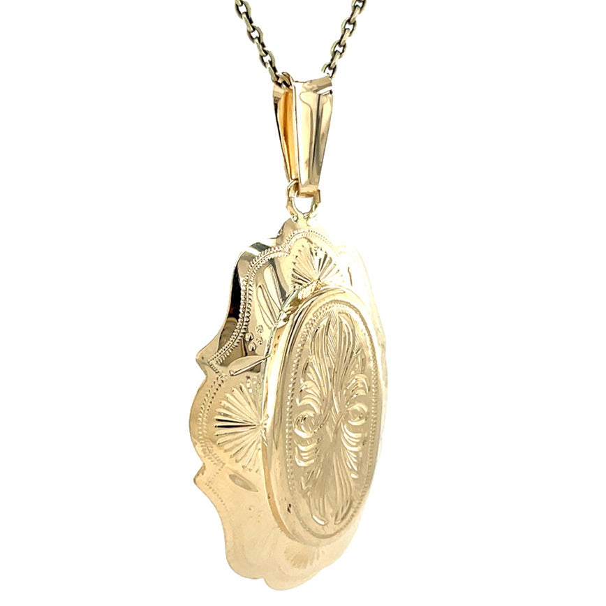 Gouden vintage hanger met gravure 14 kt