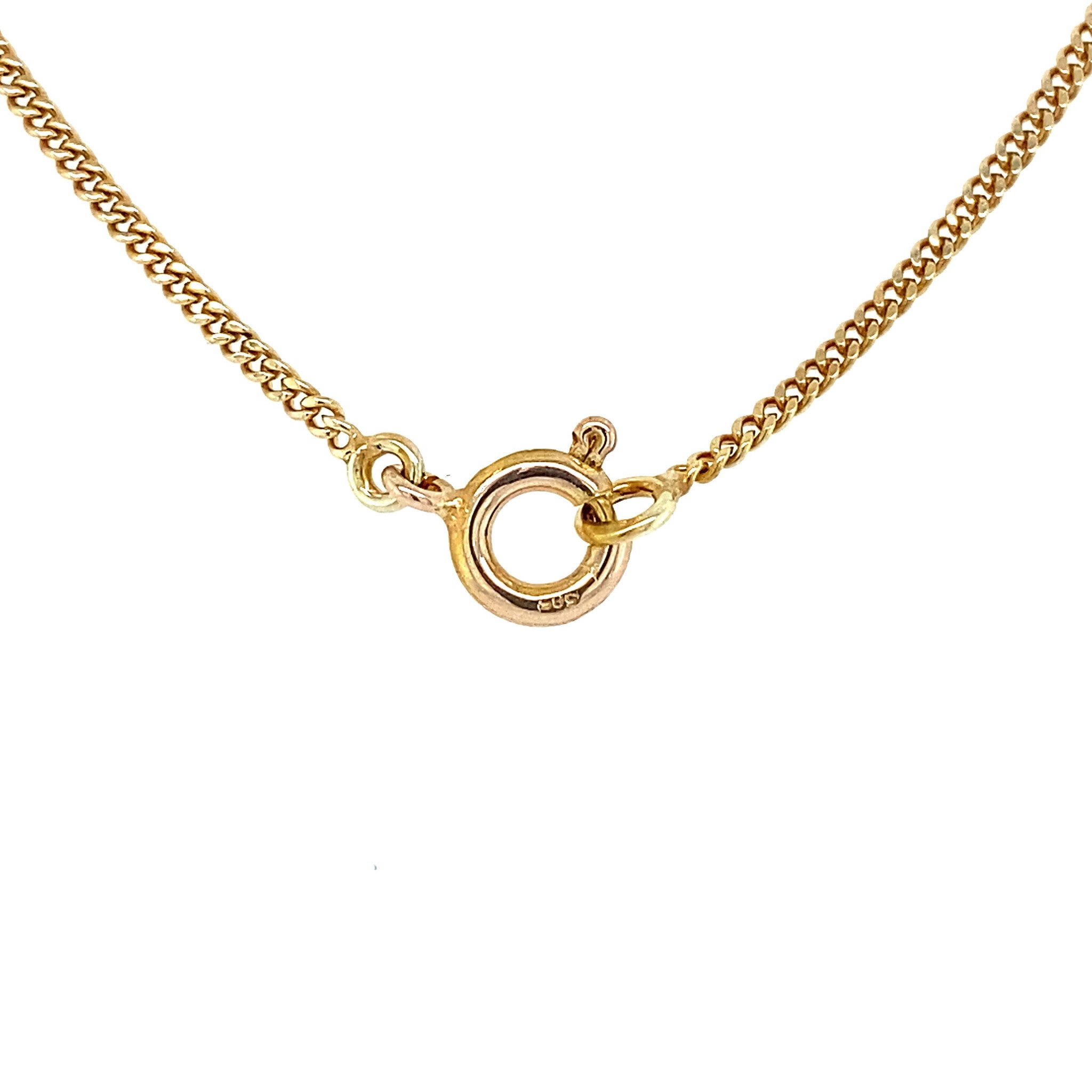 Gouden fantasie collier met granaat 42 cm 14 krt