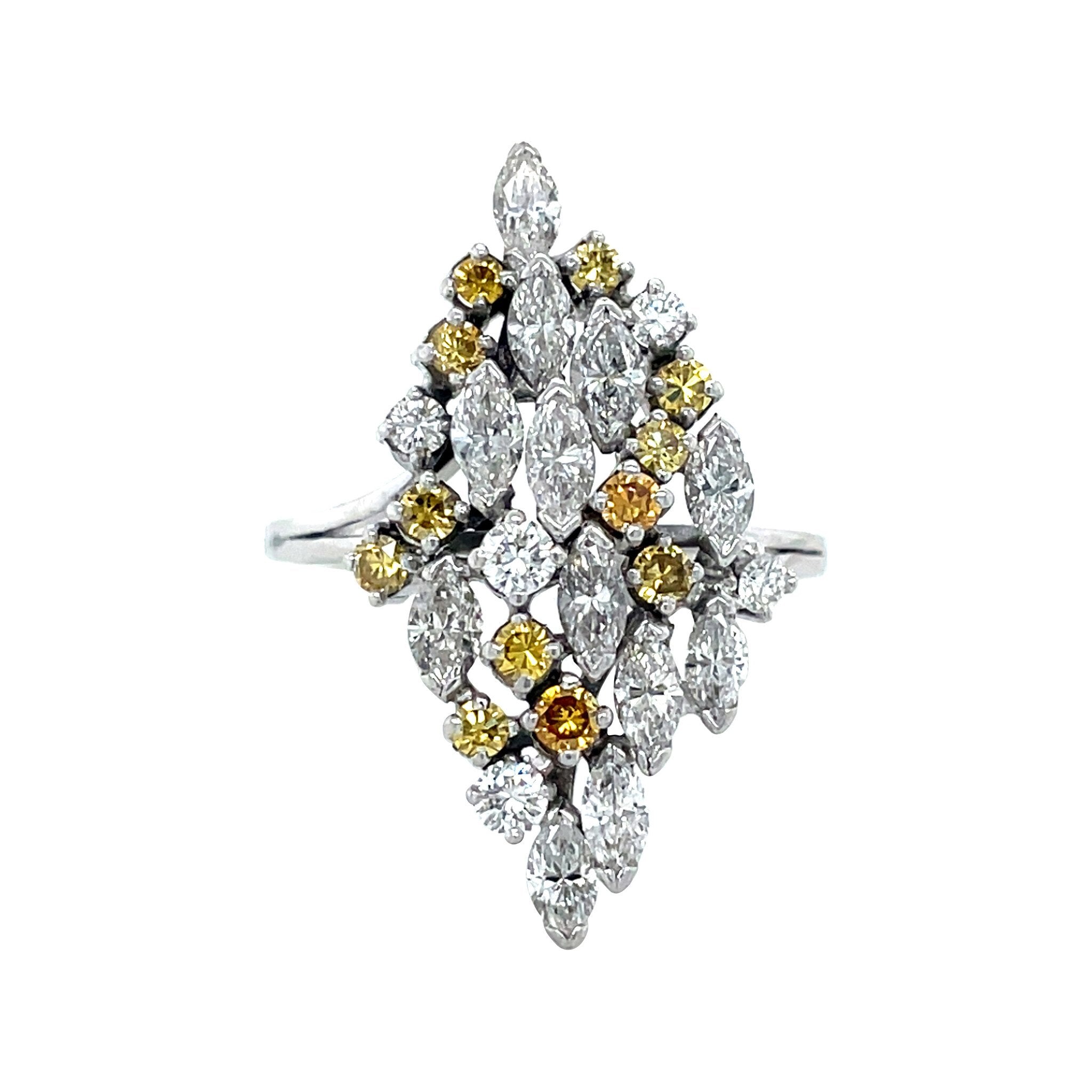 Witgouden vintage ring met diamant 14 krt