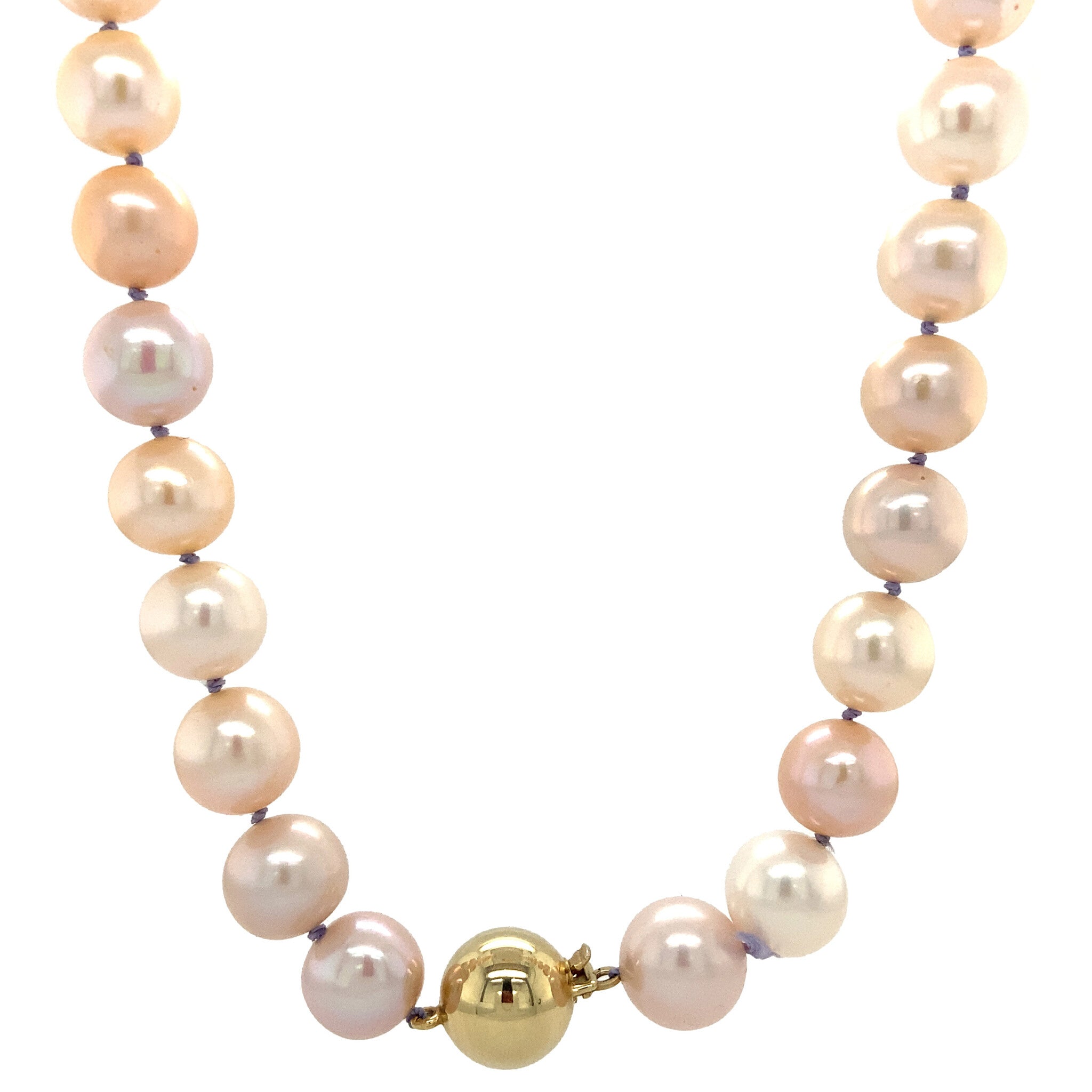 Pearl necklace with gold ball clasp 14 krt