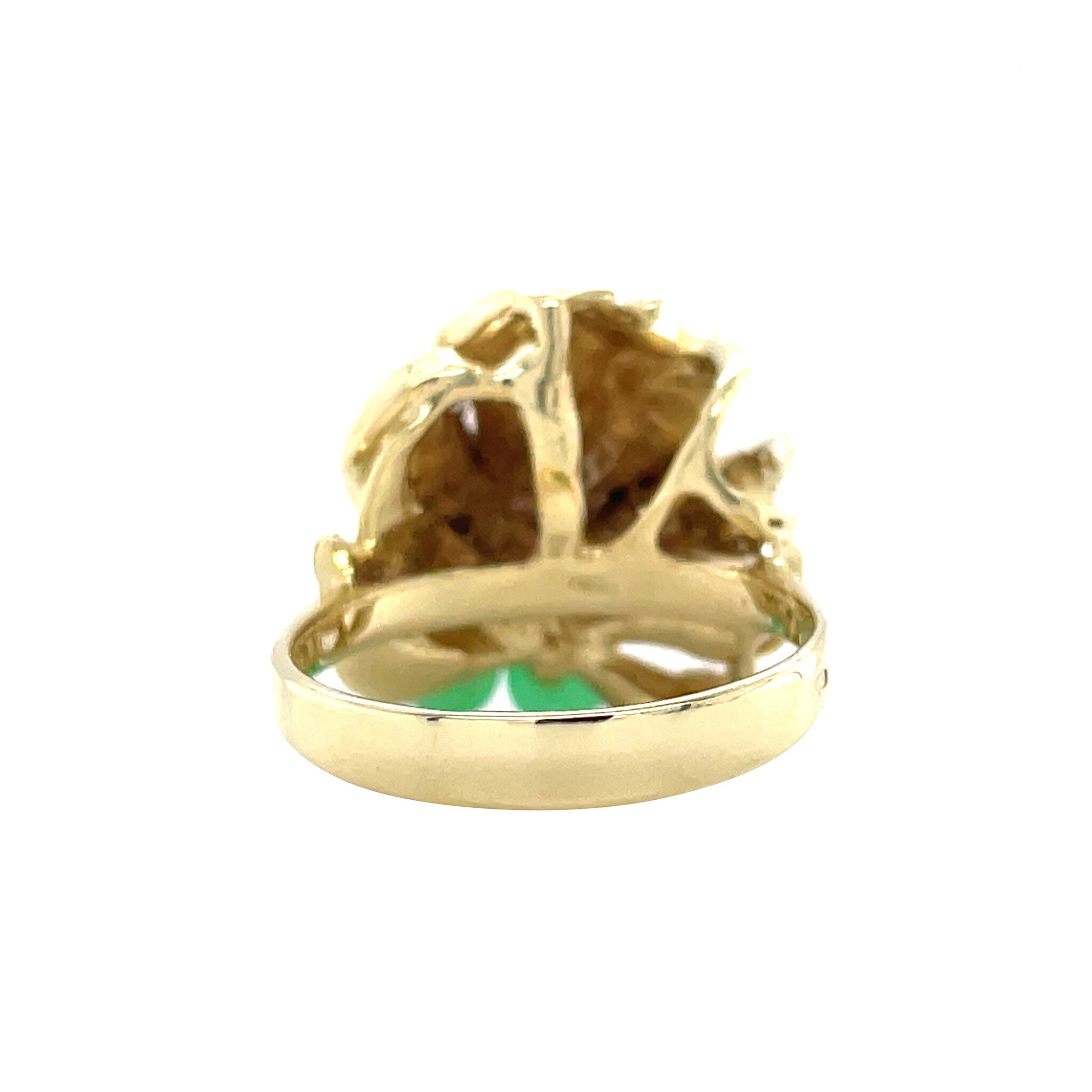 Gouden vintage ring met chrysopraas14 krt