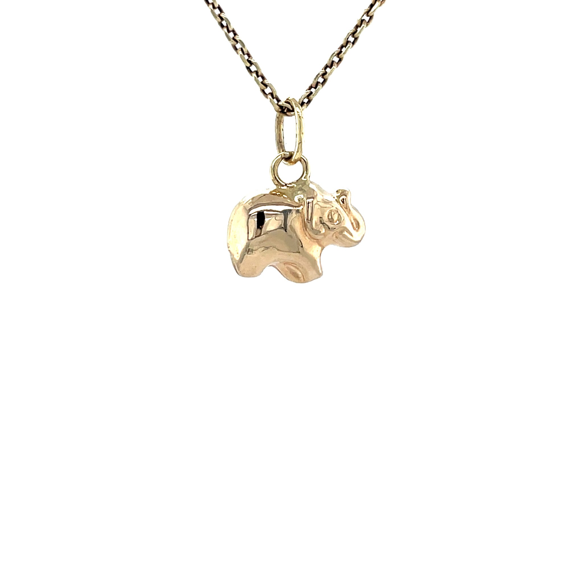 Gouden vintage olifant hanger 14 krt
