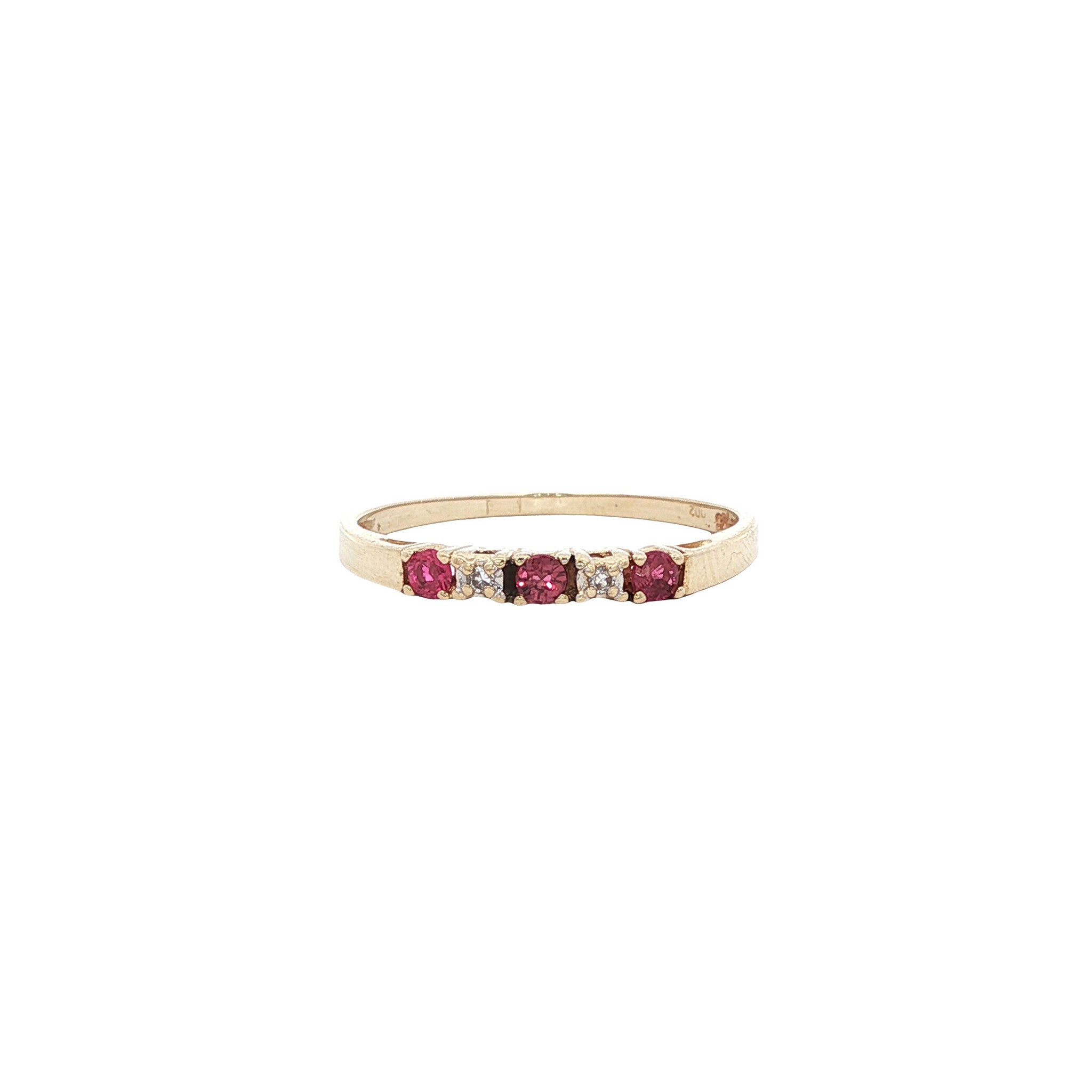 Gold ring with ruby and diamond 14 kt