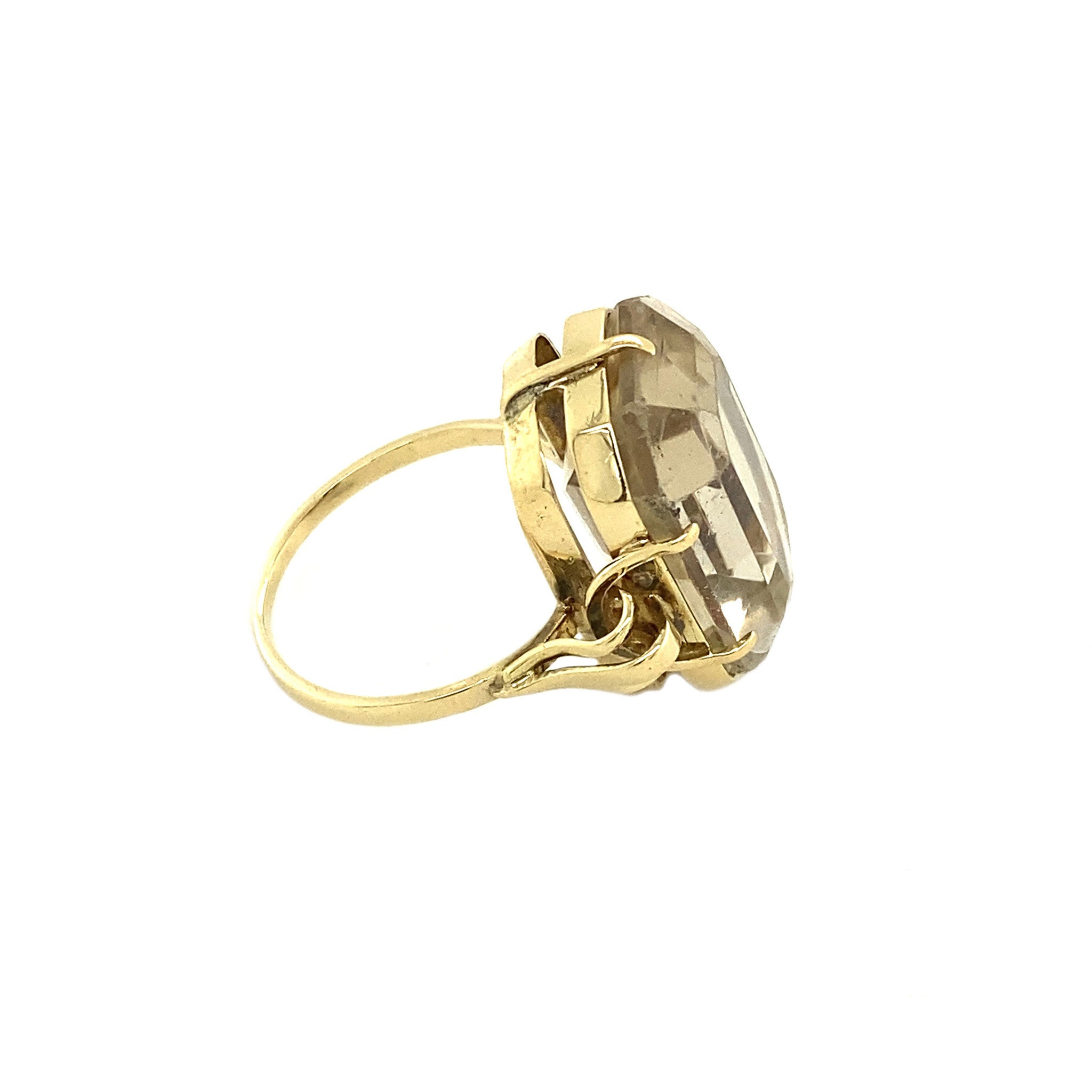 Gouden ring met lichte rooktopaas 14 krt