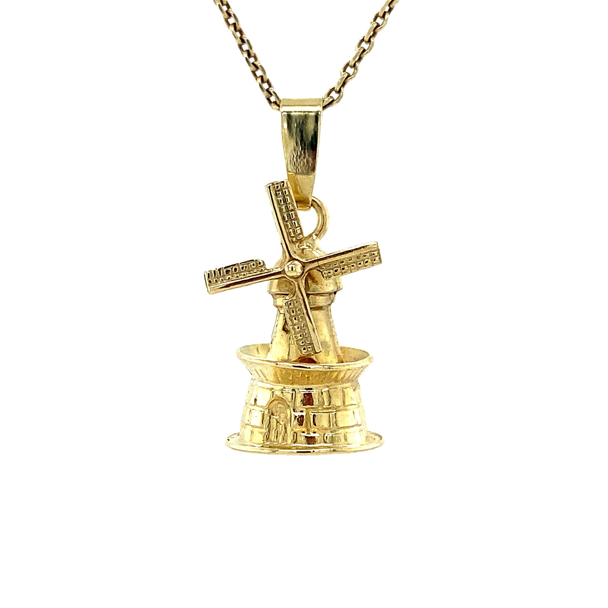 14 kt gold Dutch windmill pendant