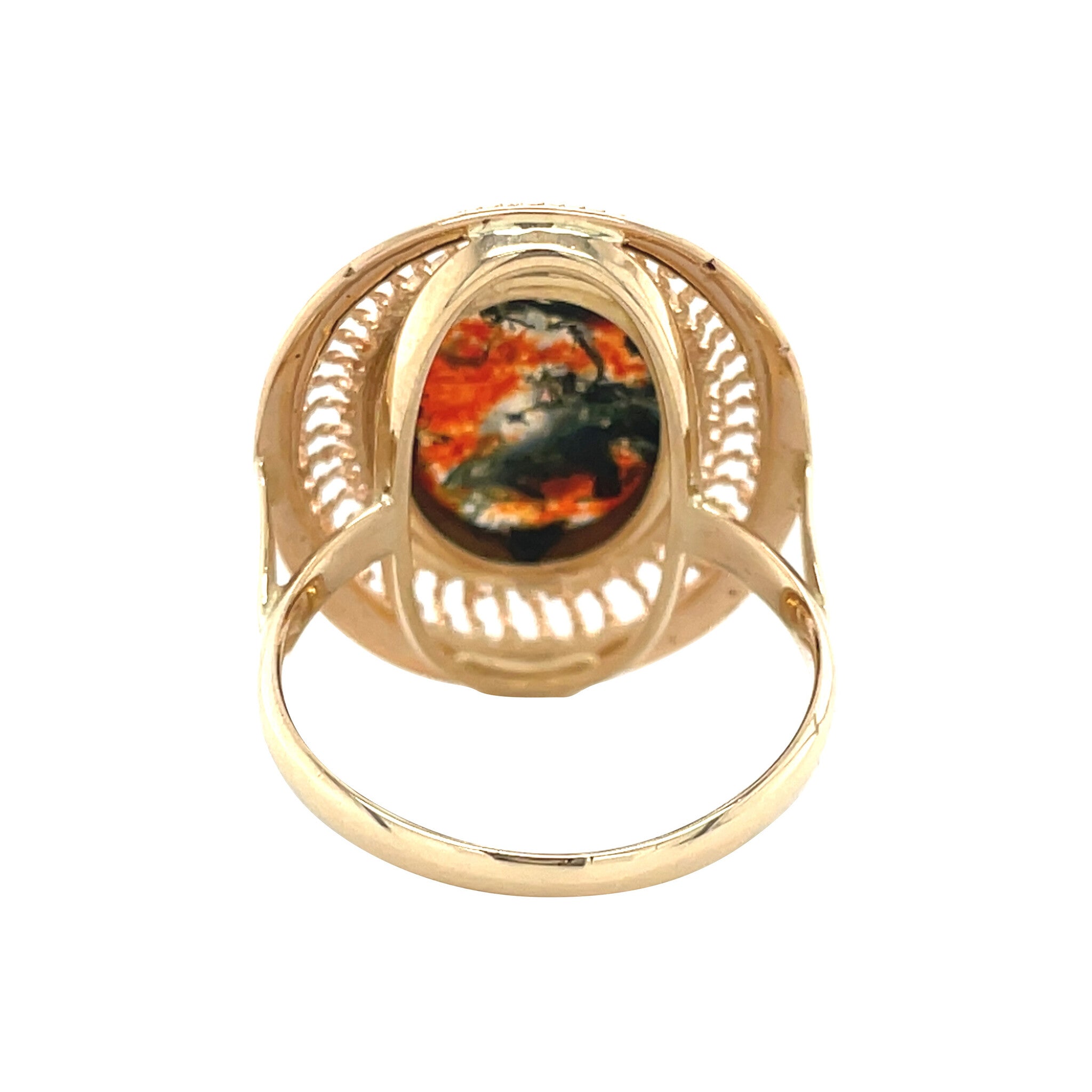 Gold vintage ring with moss agate 14 kt