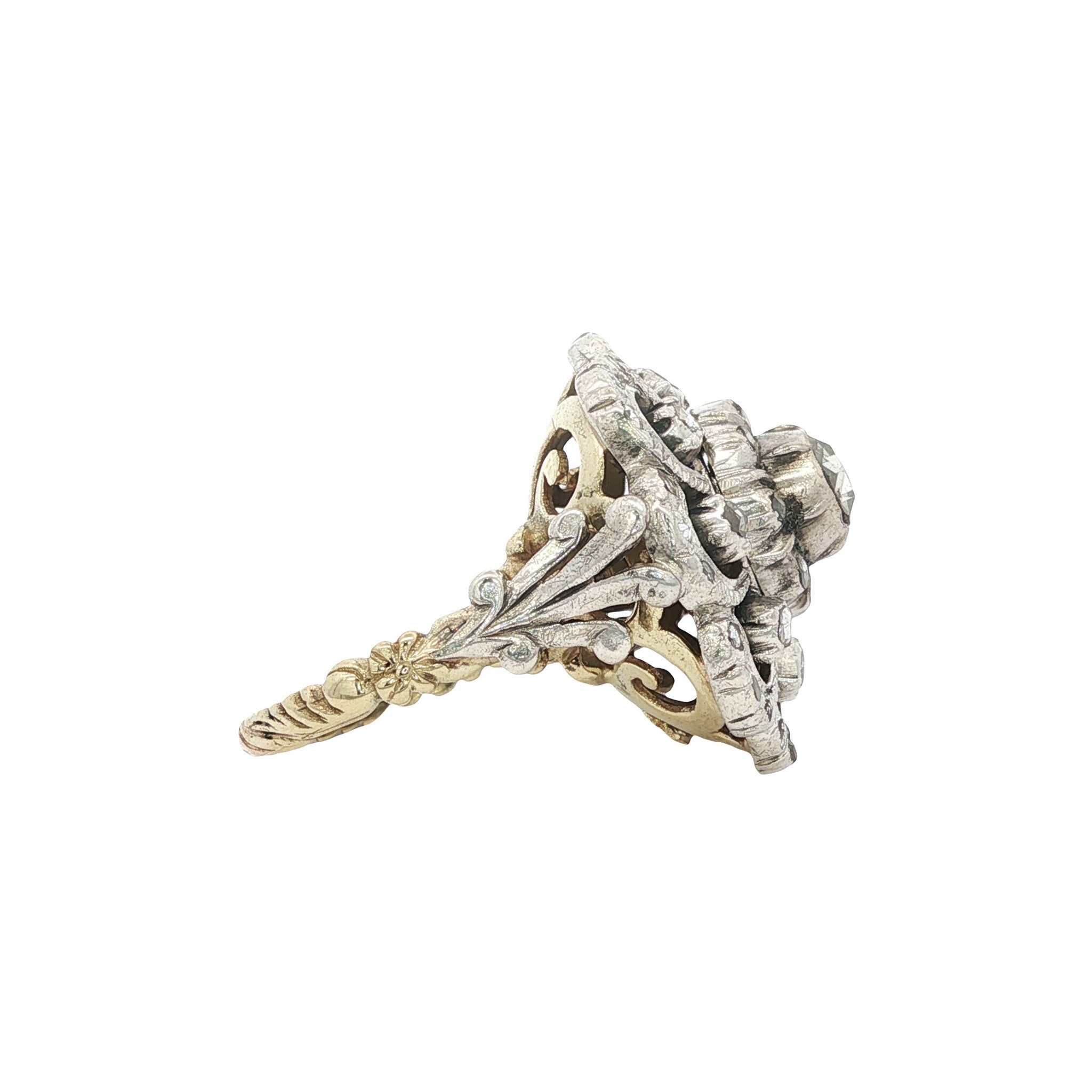 Gouden vintage entourage ring met roosdiamant 14 krt/925