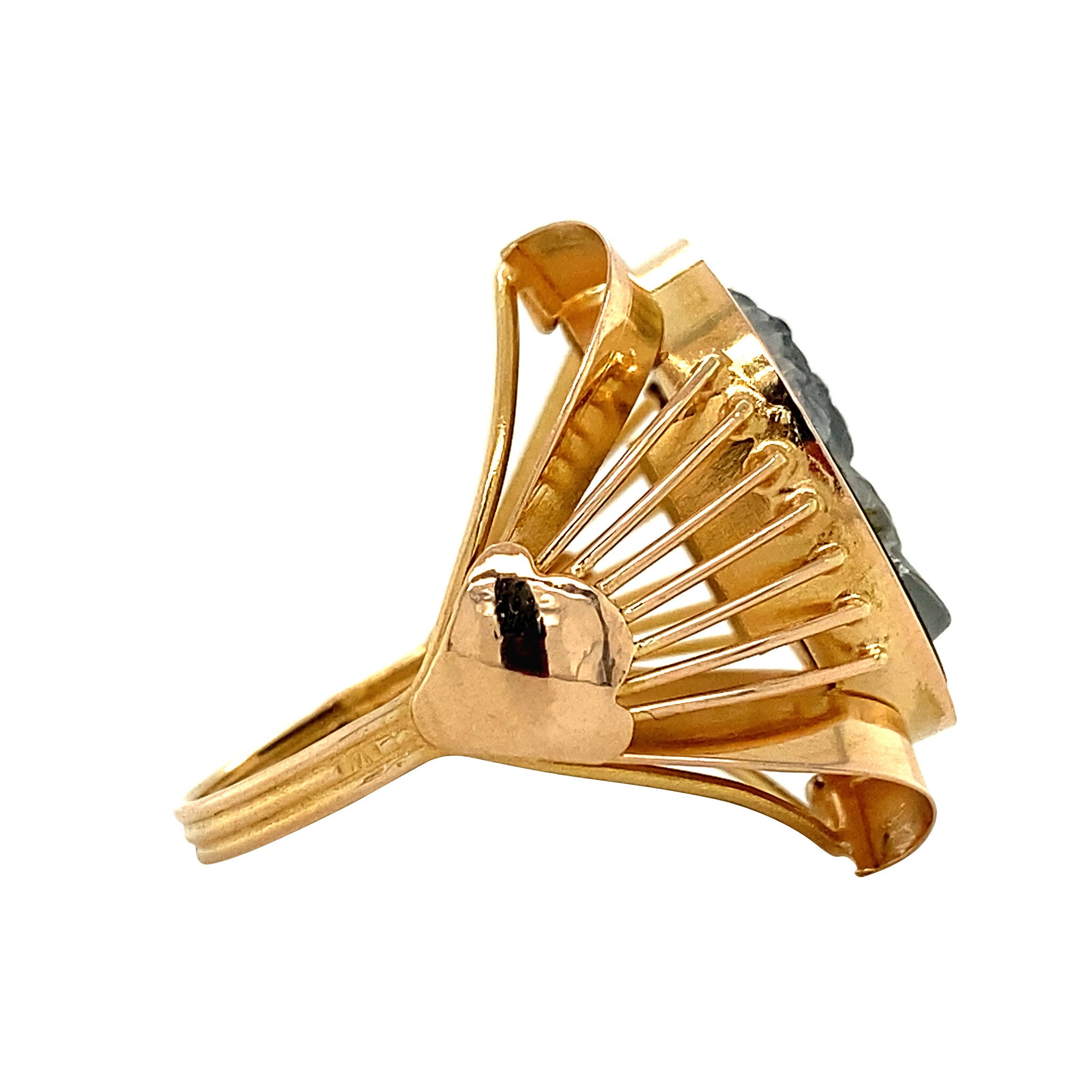 Gouden ring met glas camee 18 krt