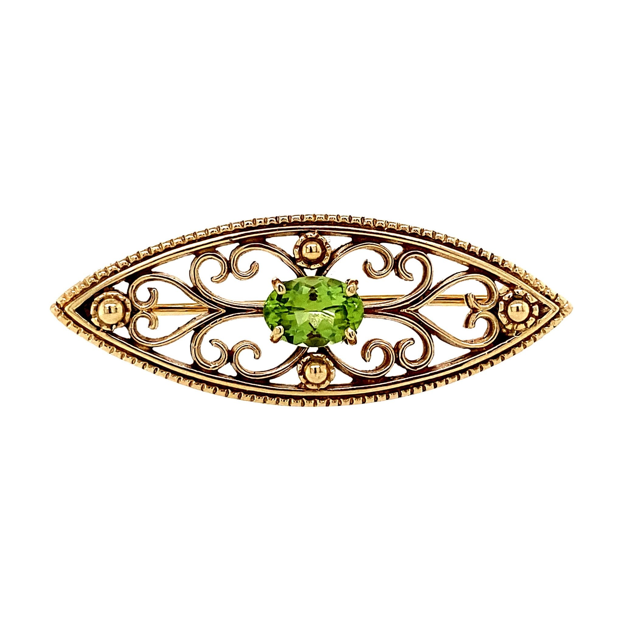 Broche met peridoot 9 krt