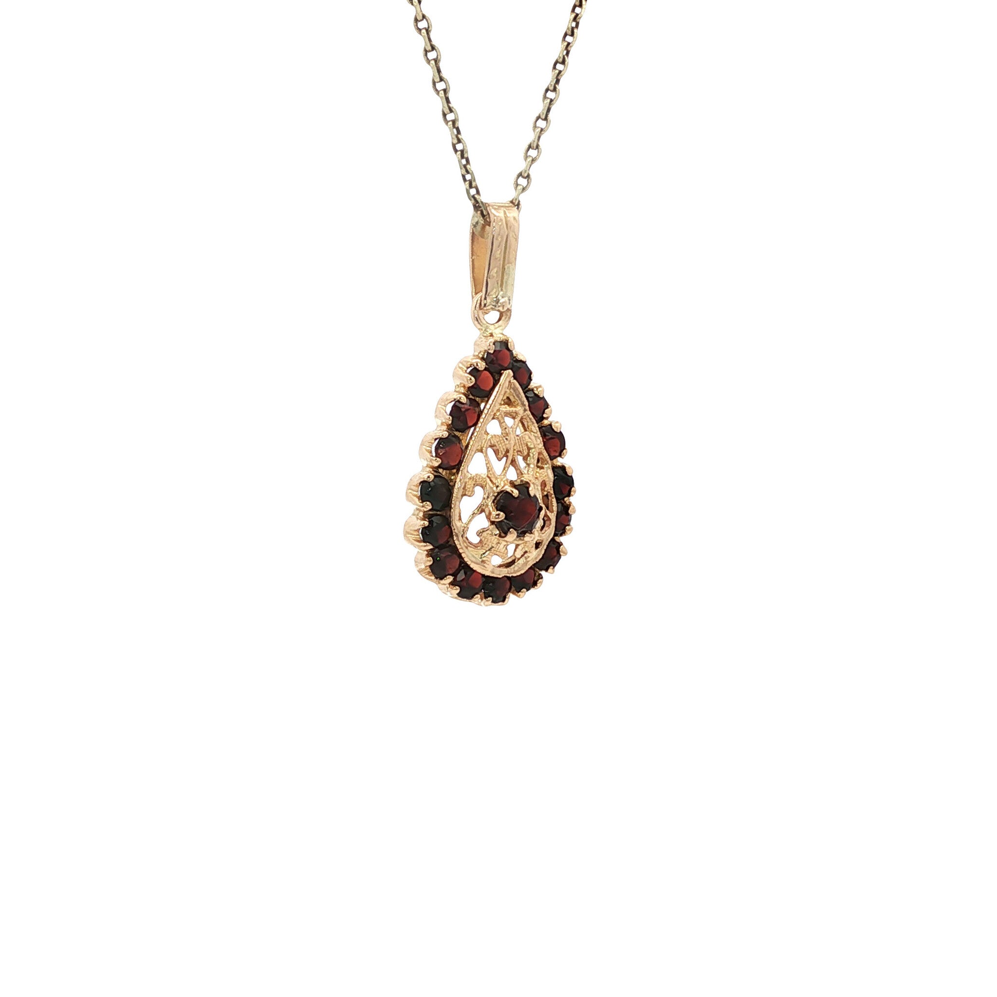 Gold pendant with garnet 18 kt