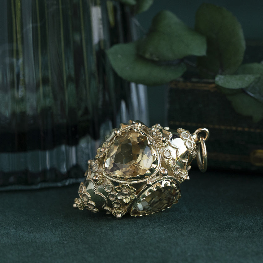 Gouden vintage hanger met citrien 18 krt