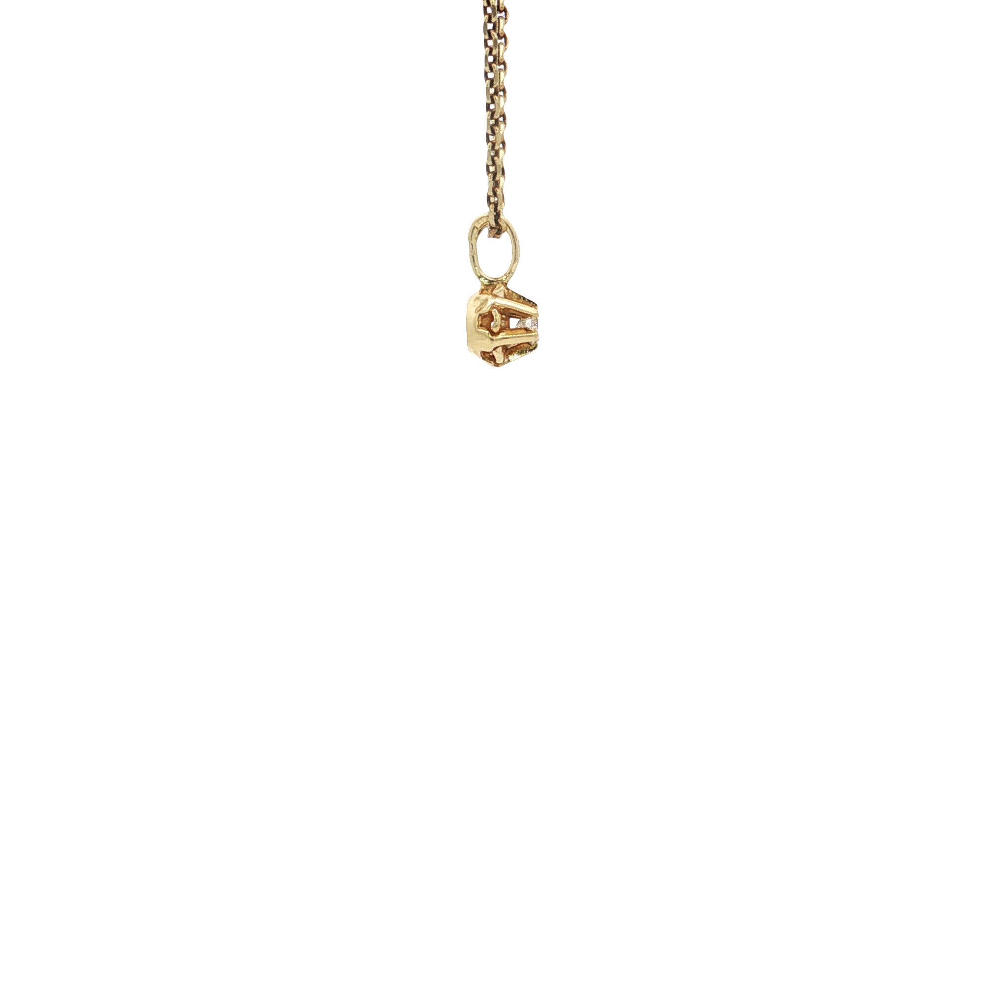 Gouden vintage solitair hanger met diamant 14 kt