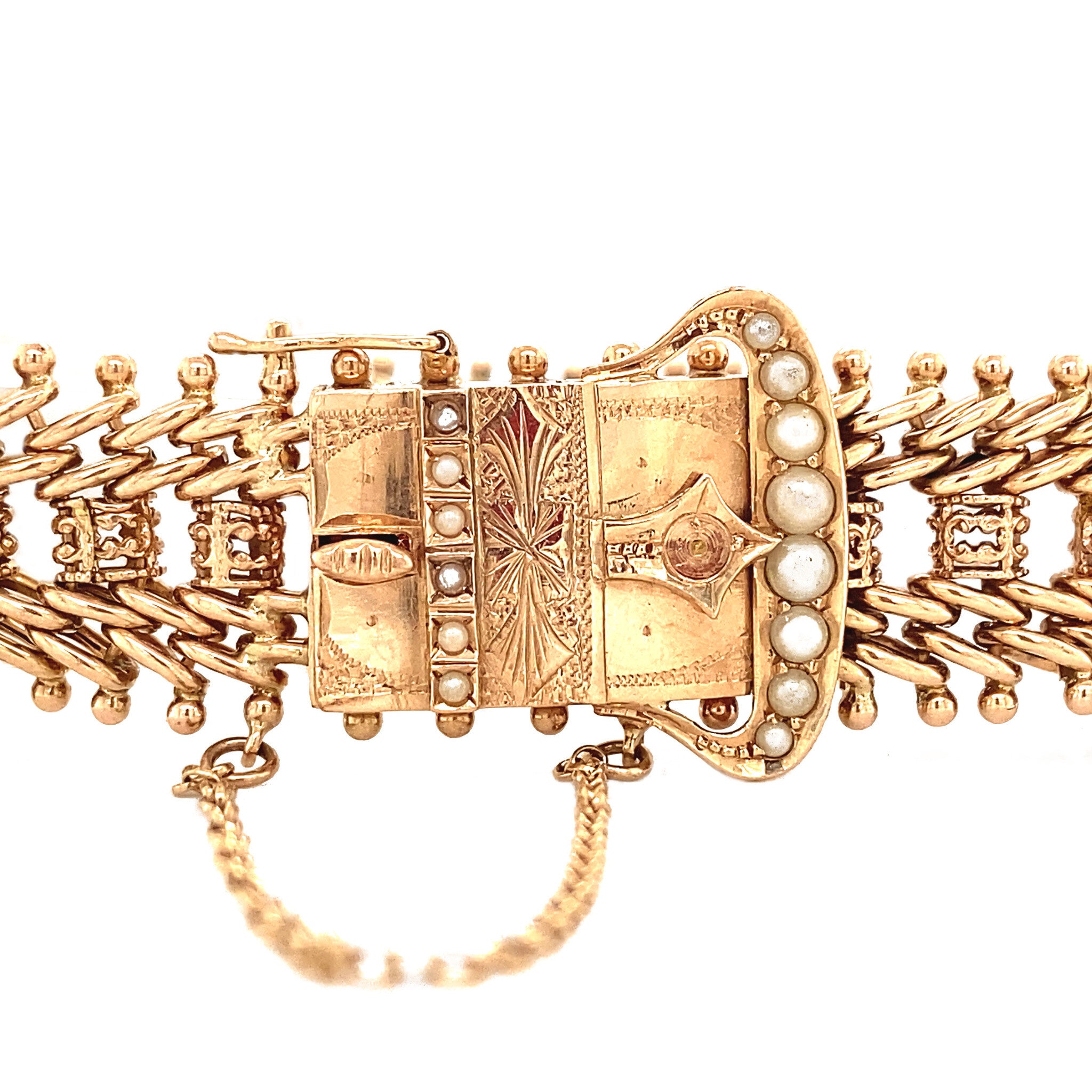 Vintage rose-gold bracelet with pearls 14 kt