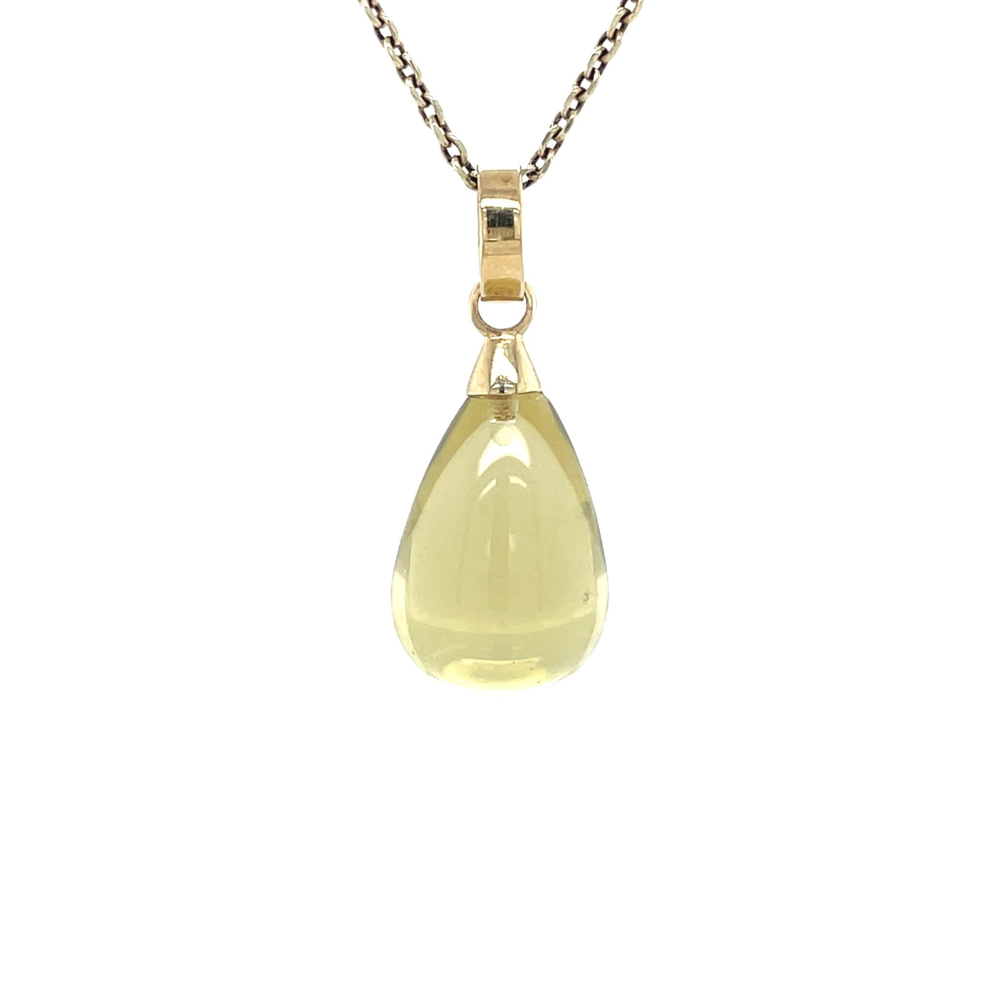 Gold vintage pendant with prasiolite 14 krt
