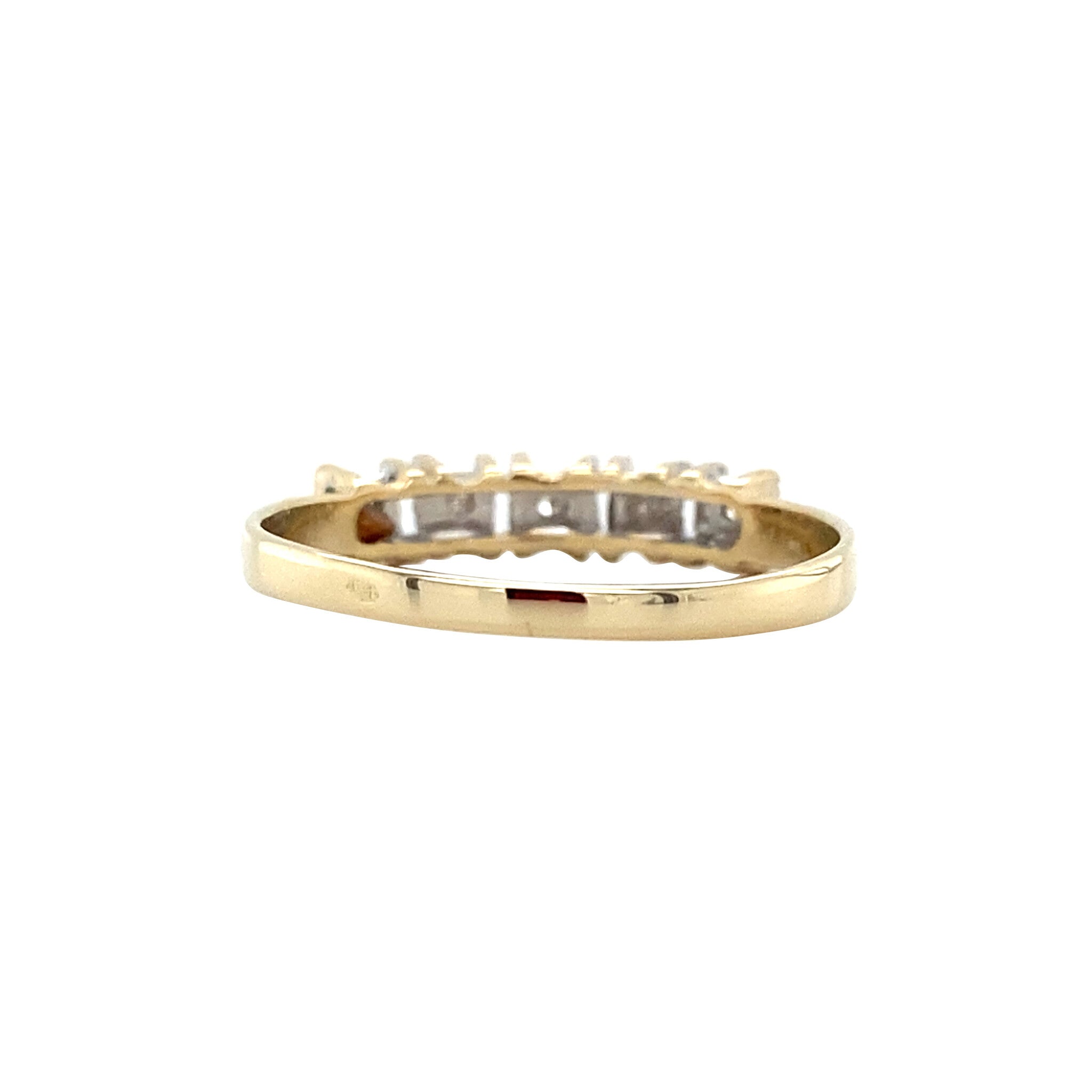 Gouden vintage rijring met diamant 14 krt